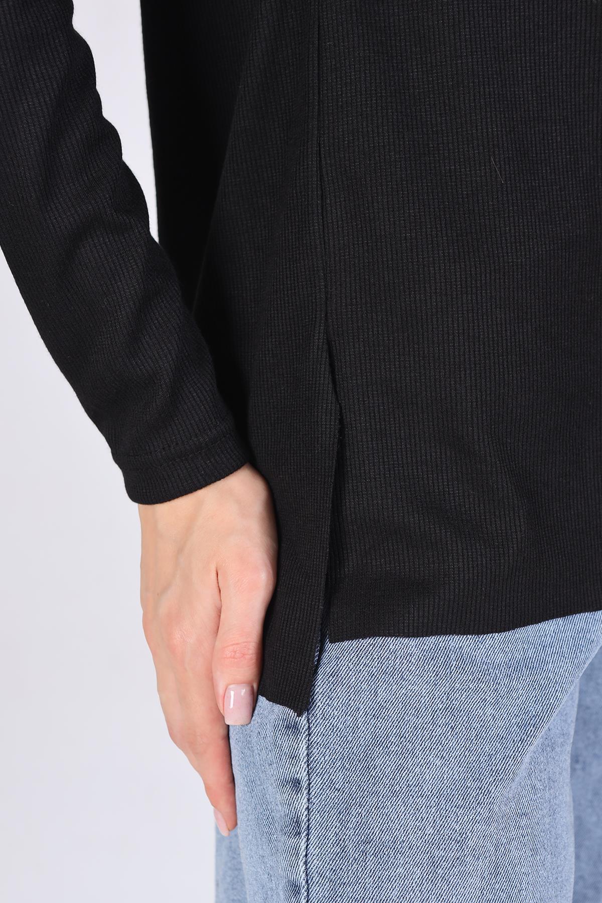 Siyah V Yaka Uzun Kol Kaşkorse Tunik 2325 - 6