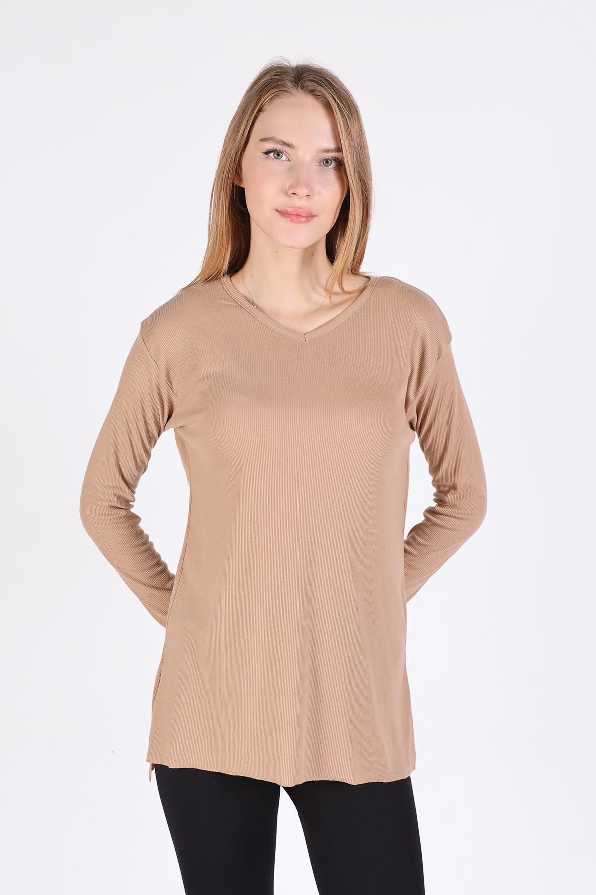 Vizon V Yaka Uzun Kol Kaşkorse Tunik 2325 - 2