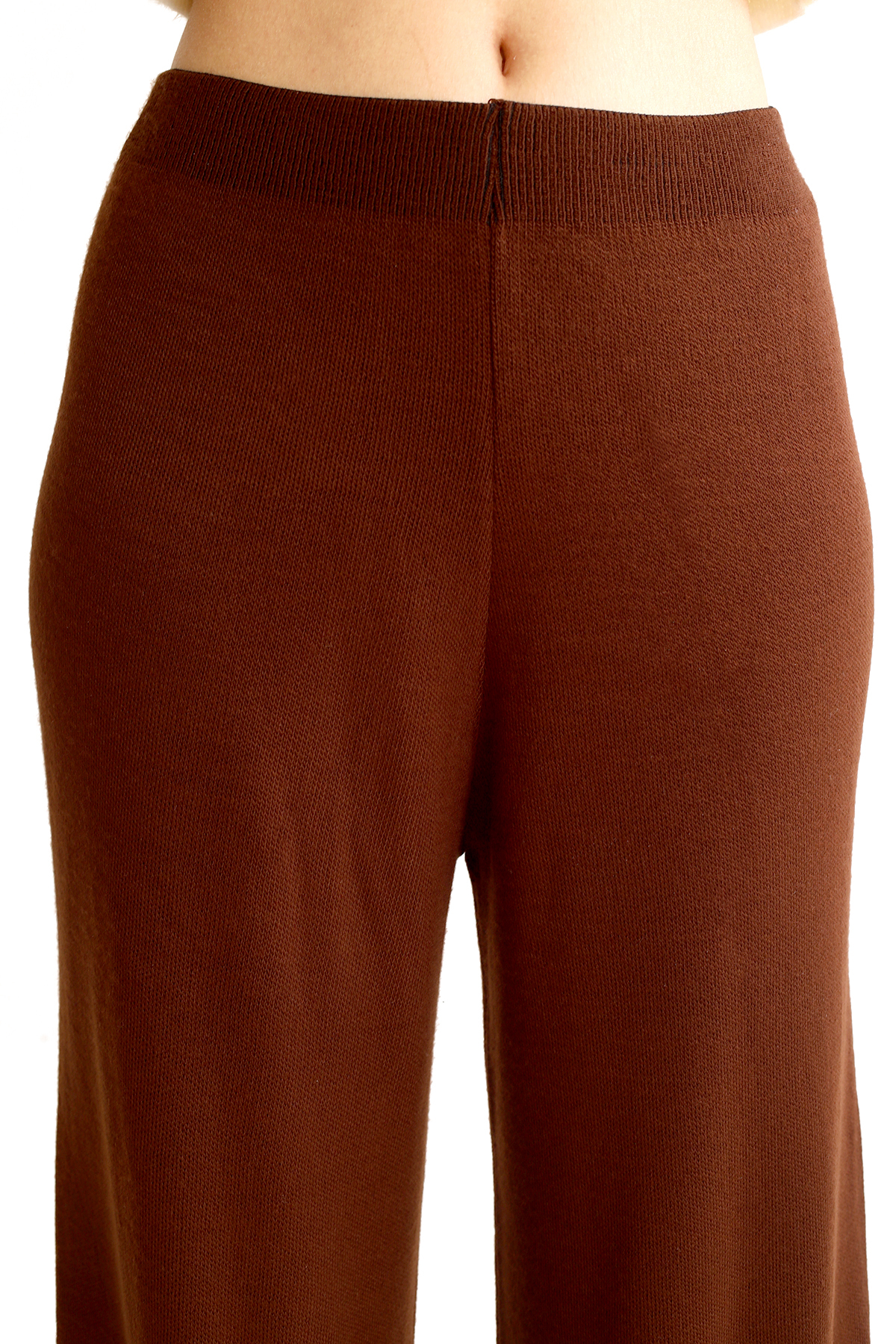 Acı Kahve Geniş Paça Triko Kadın Pantolon 23274 - RAYS