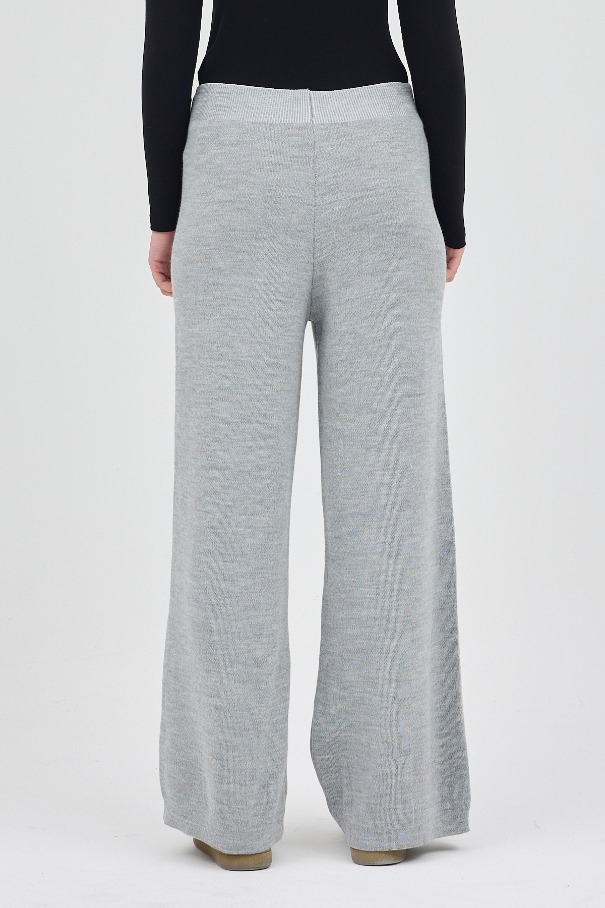 Gri Geniş Paça Triko Kadın Pantolon 23274 - 5