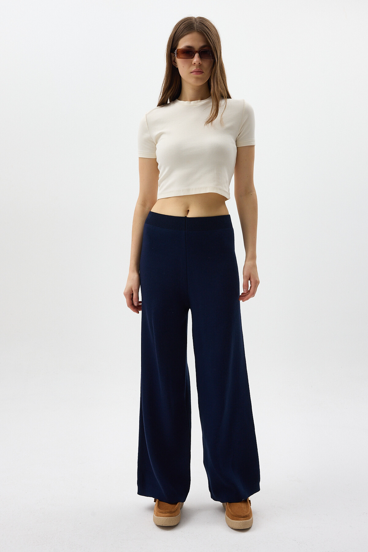 Laci Geniş Paça Triko Kadın Pantolon 23274 - 1