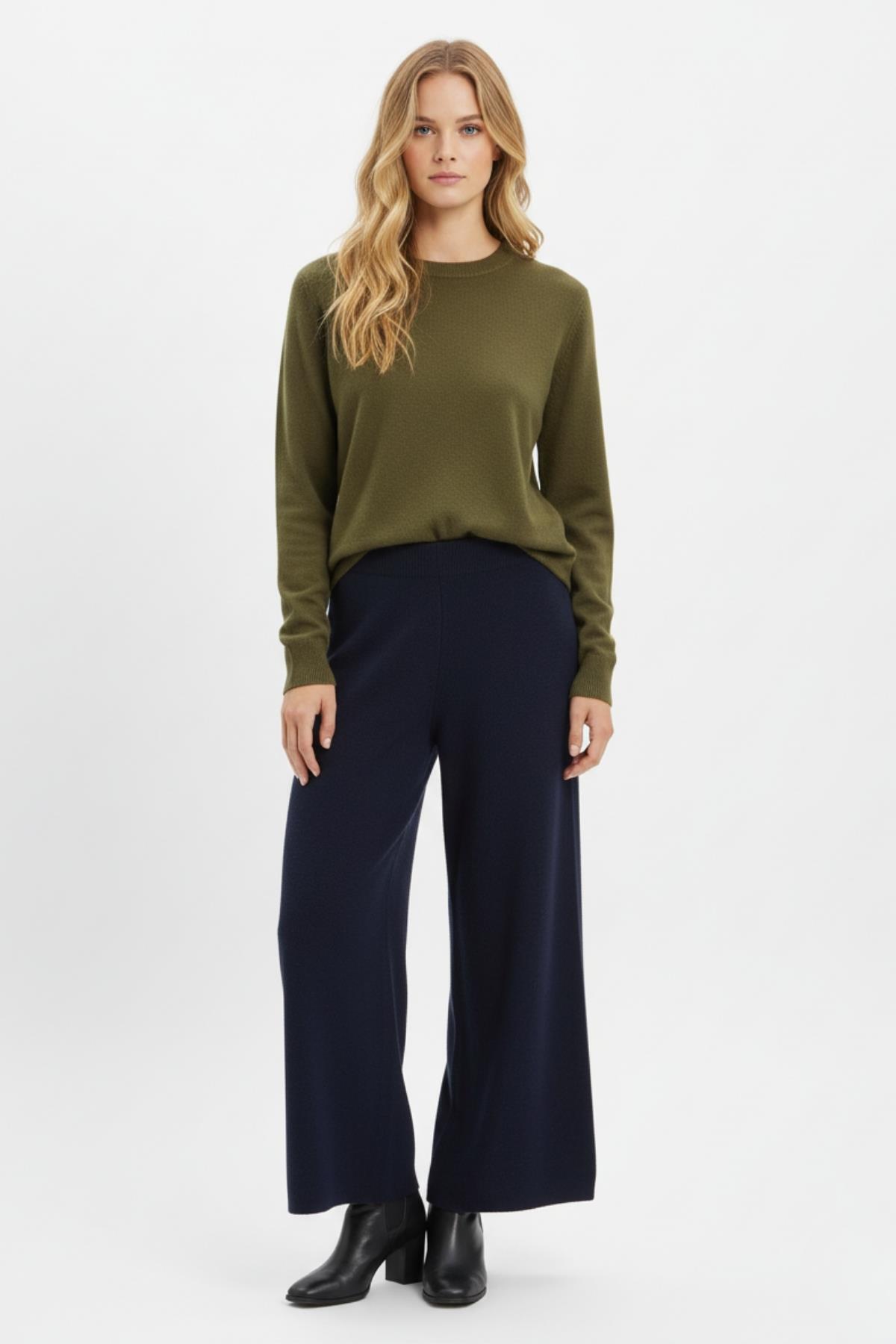 23274 Geniş Paça Triko Pantolon Laci - 1