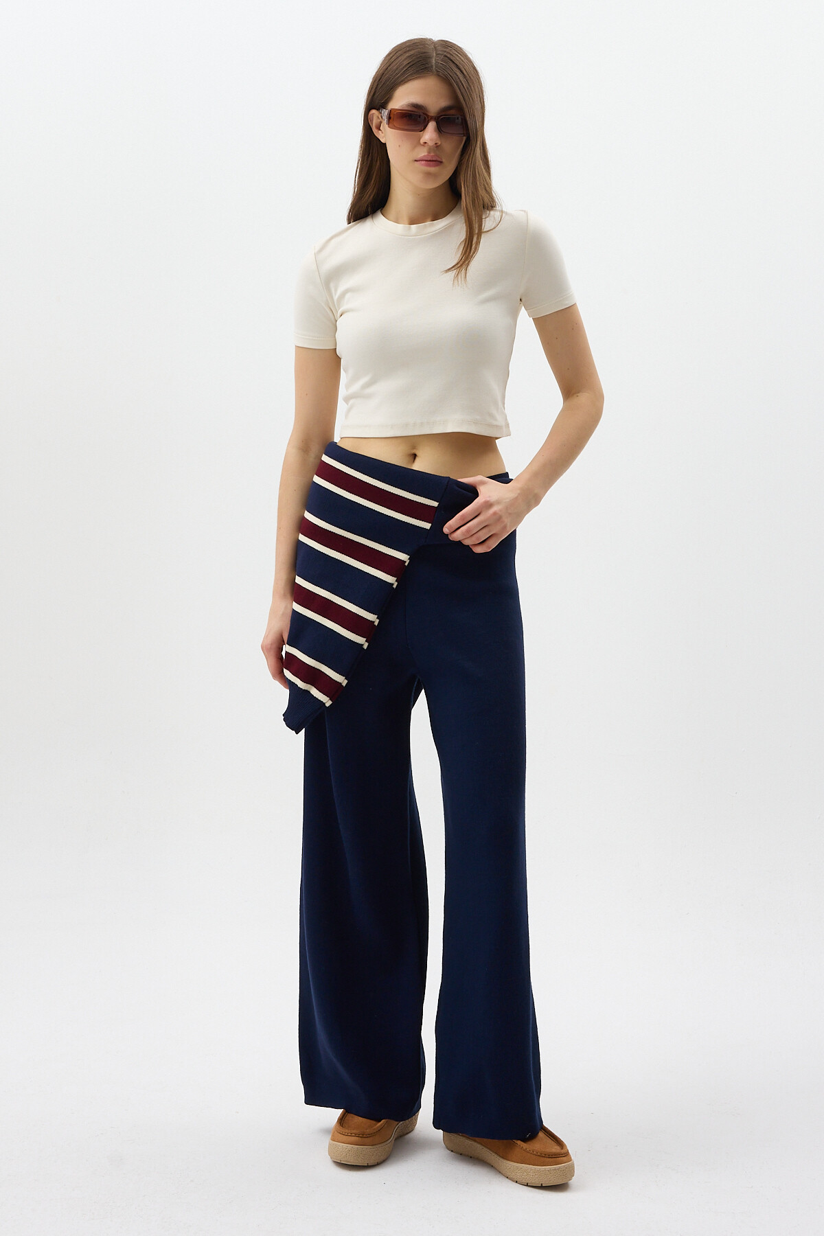 Laci Geniş Paça Triko Kadın Pantolon 23274 - 6