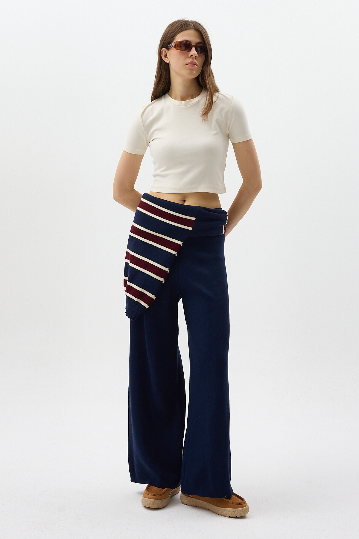 Laci Geniş Paça Triko Kadın Pantolon 23274 - 7