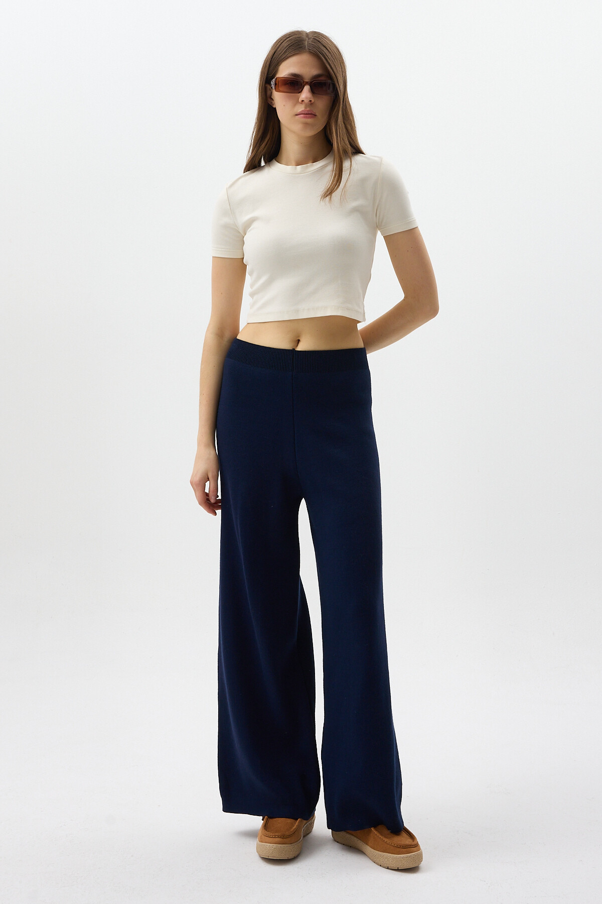 Laci Geniş Paça Triko Kadın Pantolon 23274 - 3