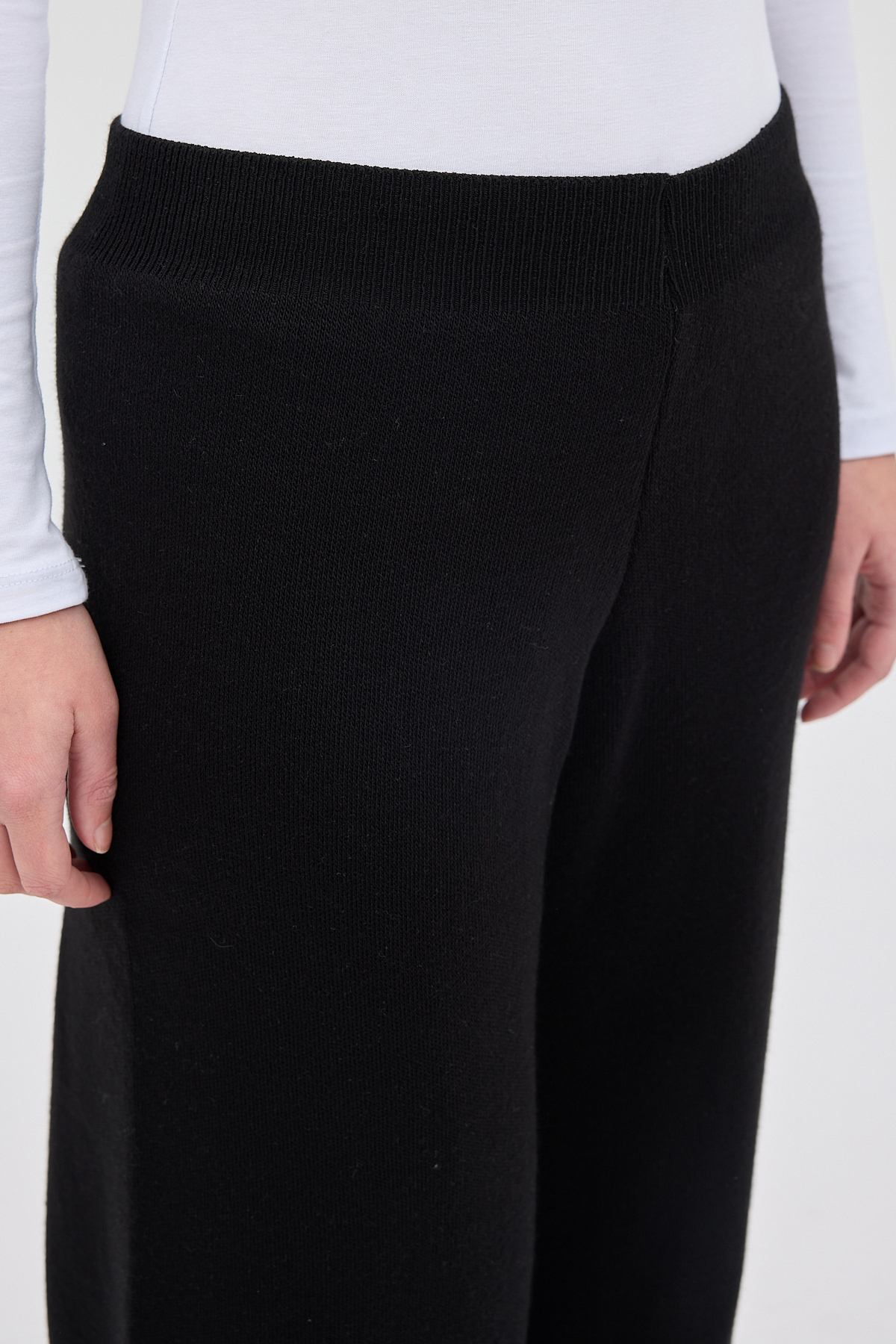 Siyah Geniş Paça Triko Kadın Pantolon 23274 - RAYS