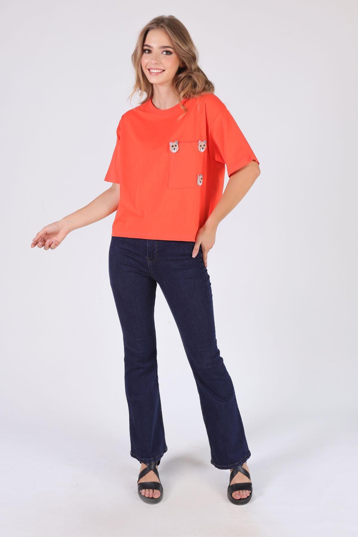 Nar Cep Papatya Detaylı Tişört 23304 - 2