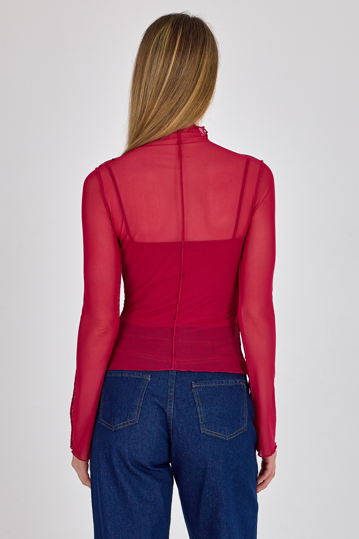 Fuşya Dikiş Detaylı Uzun Kollu Tül Bluz 233163 - RAYS