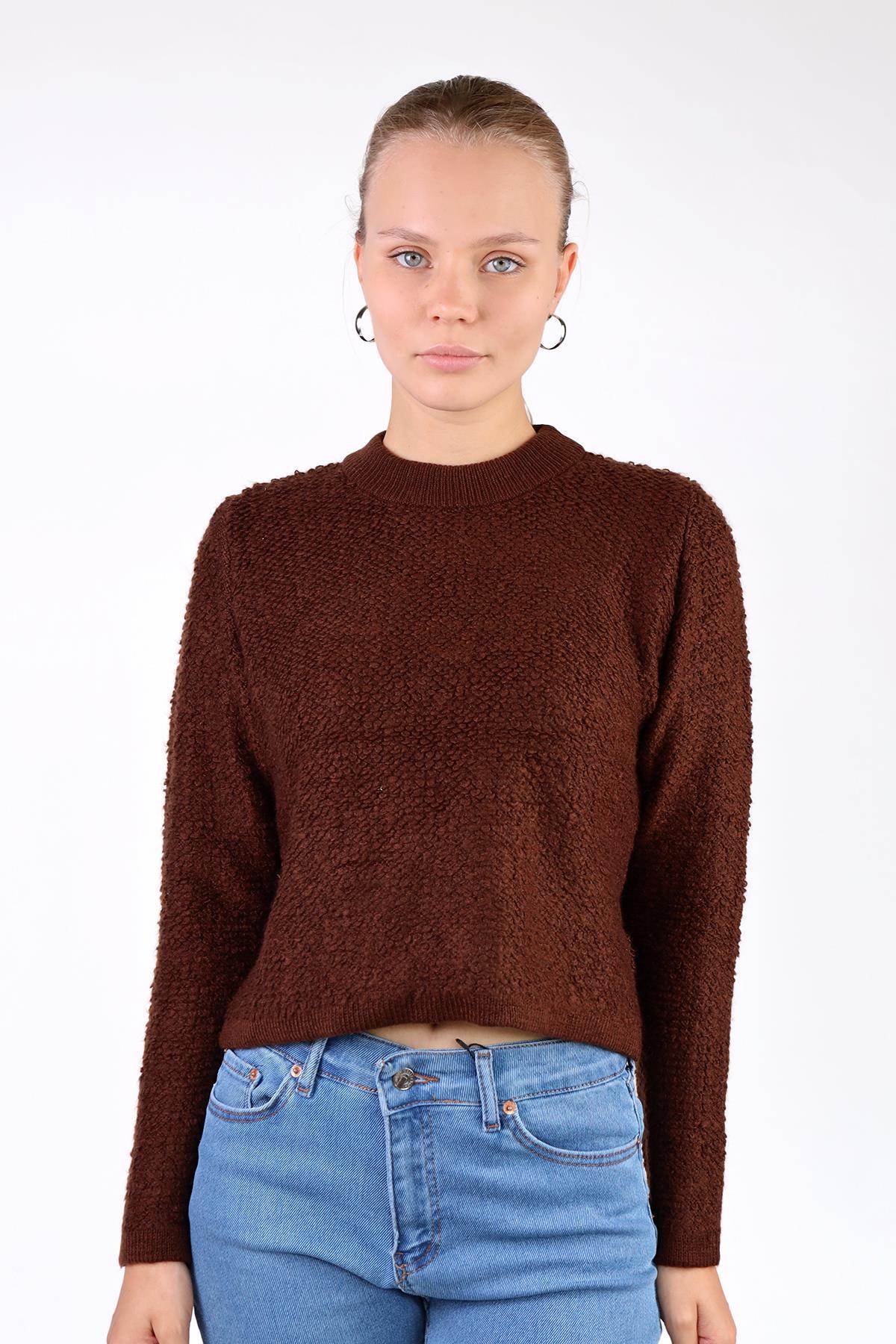 23341 Bisiklet Yaka Kazak Kahve 