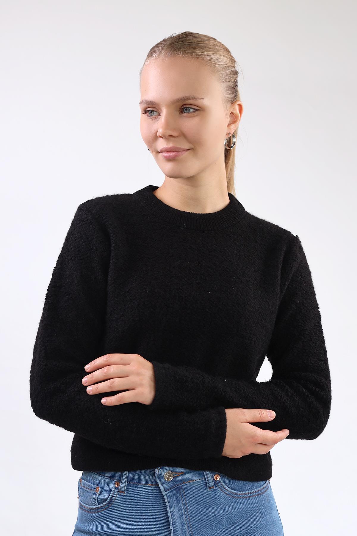 Siyah Bisiklet Yaka Kazak 23341 - 3