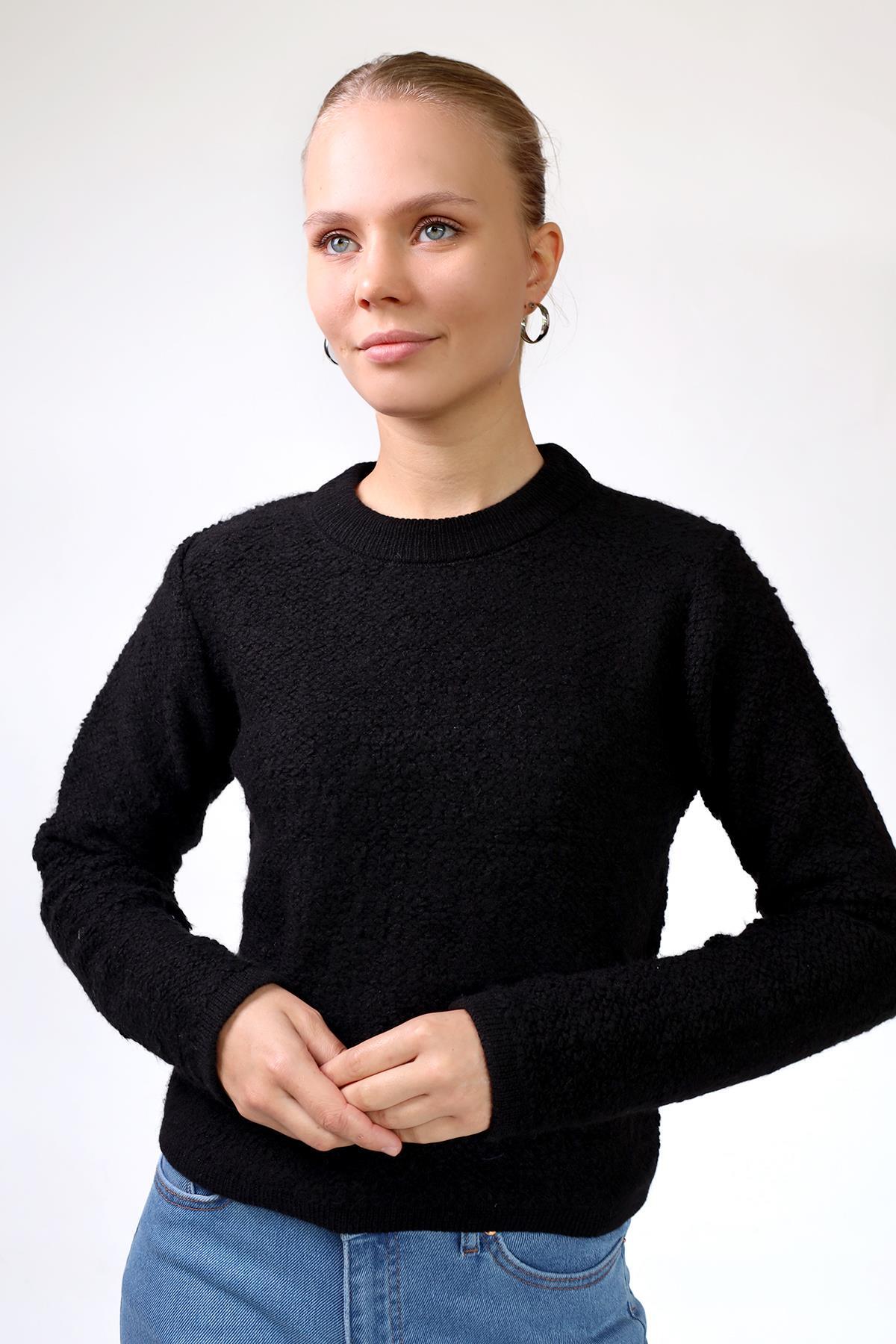 Siyah Bisiklet Yaka Kazak 23341 - 8