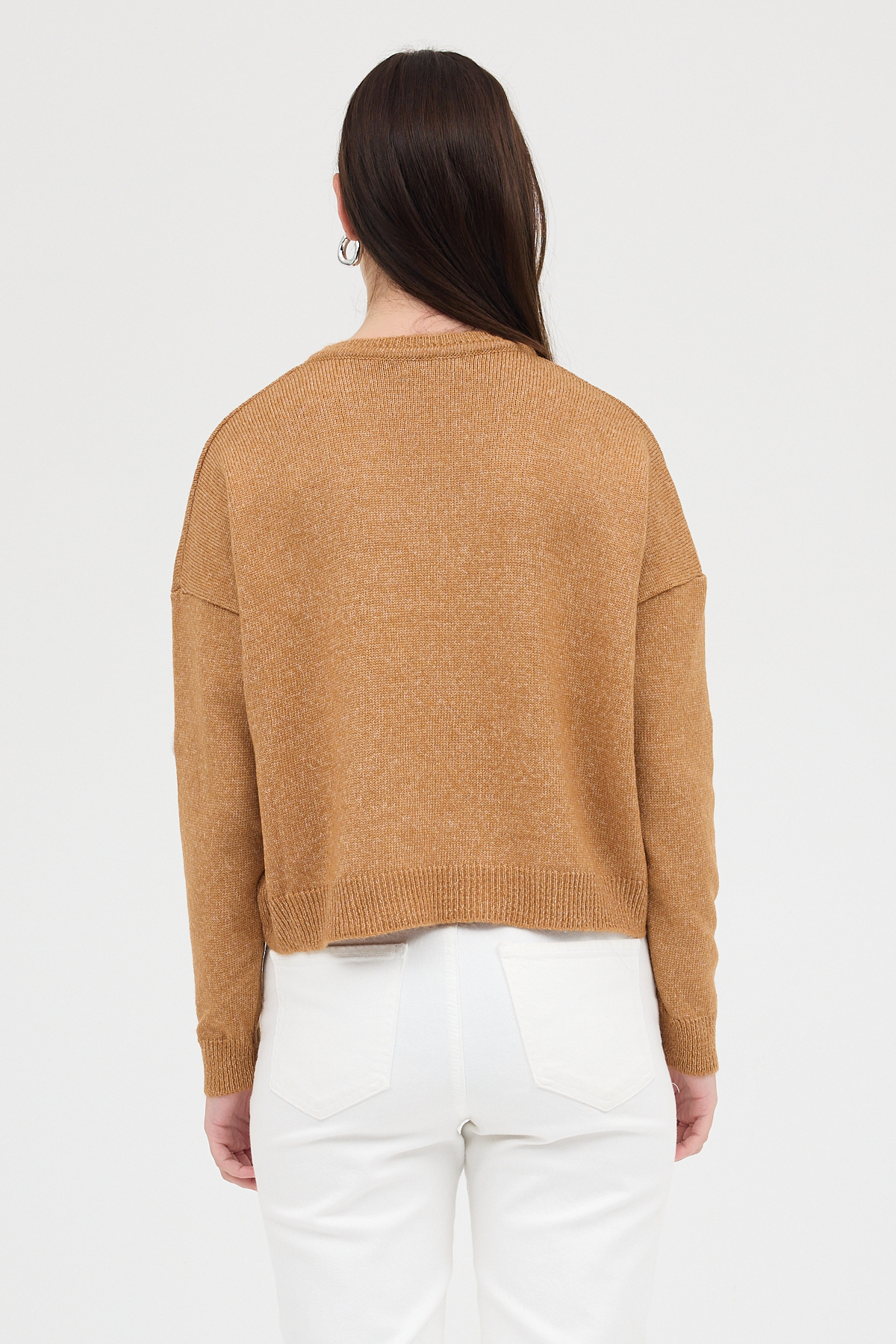 Taba Kalp Nakışlı Bisiklet Yaka Crop Kazak 2337 - 5