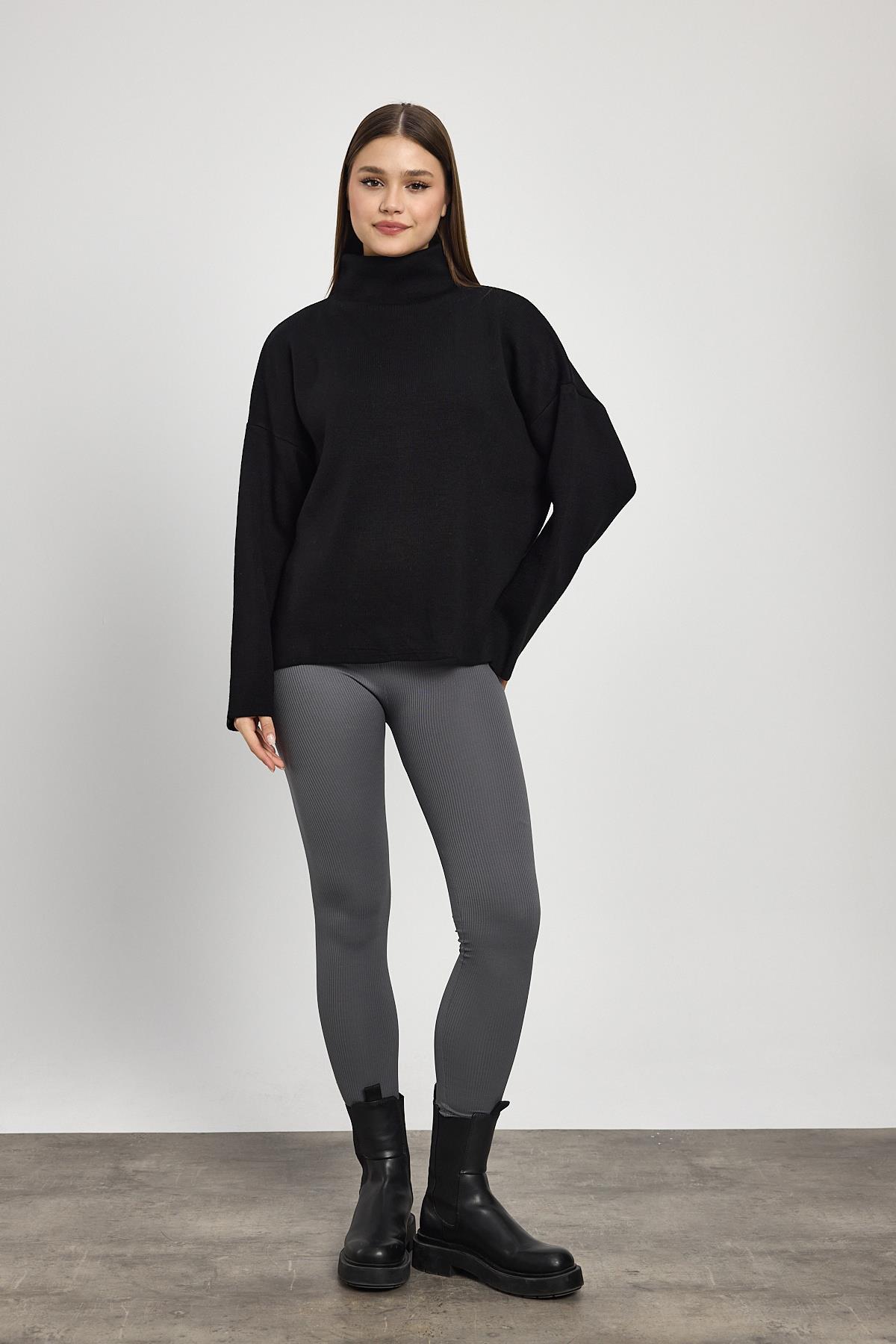 23374 Tam Boğaz Triko Kazak Siyah - RAYS