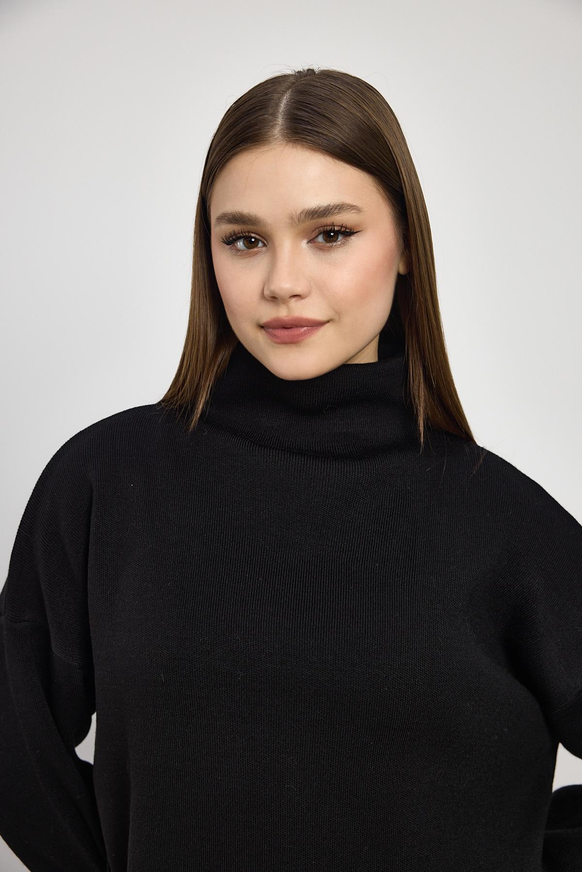 Siyah Tam Boğaz Triko Kazak 23374 - 4