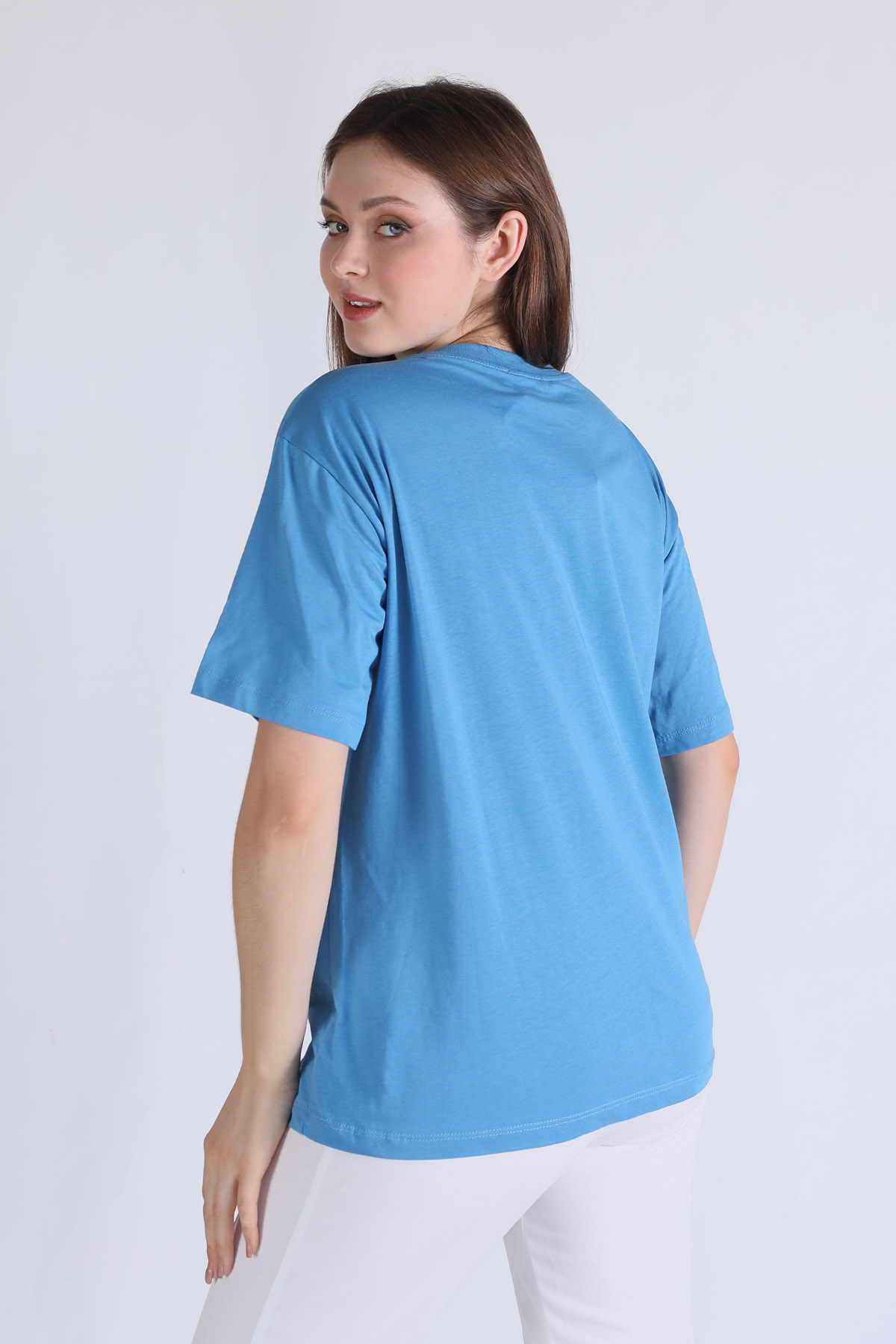 Mavi Cep Ayıcık Aksesuarlı Tişört 23398 - 4