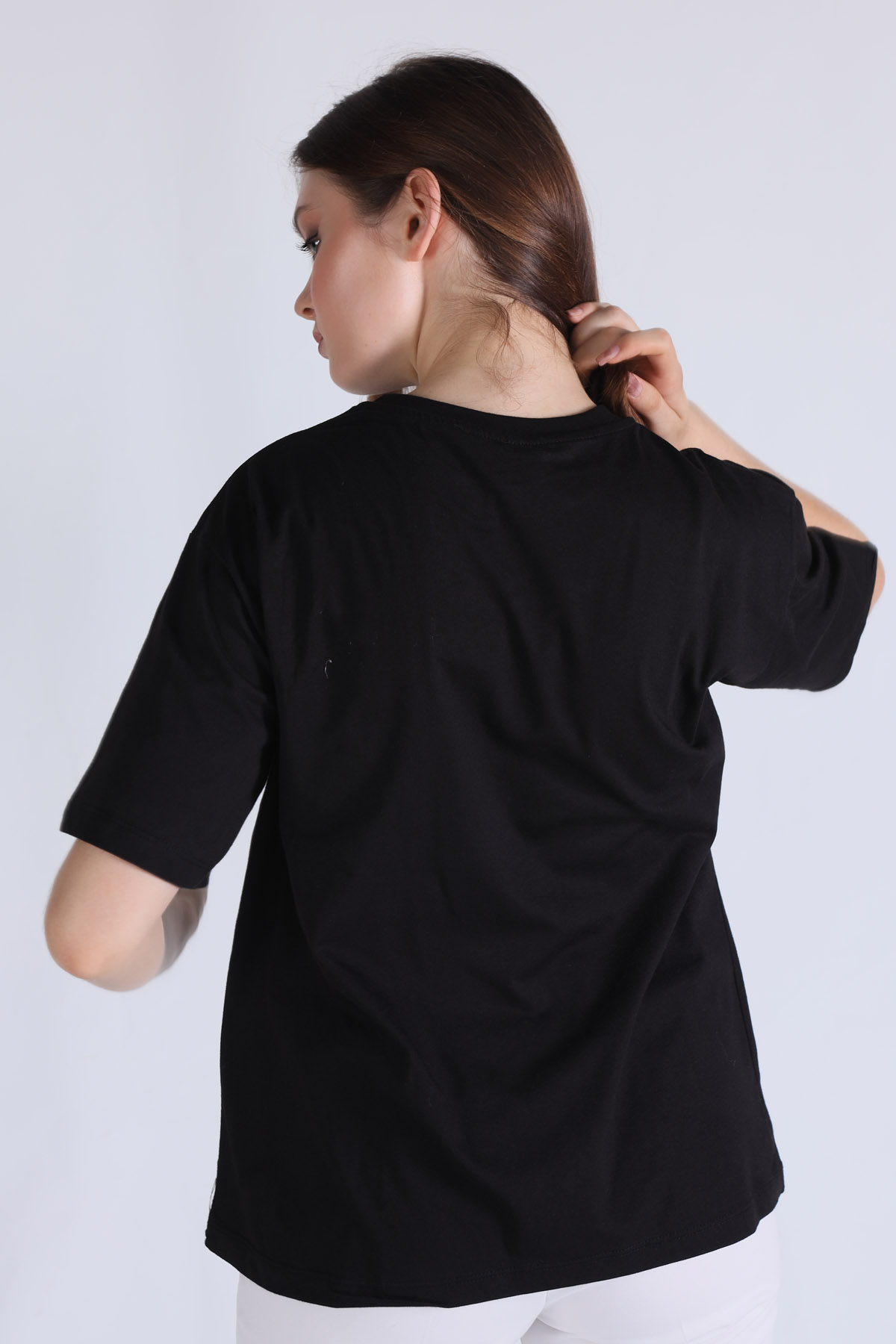 Siyah Cep Ayıcık Aksesuarlı Tişört 23398 - 5