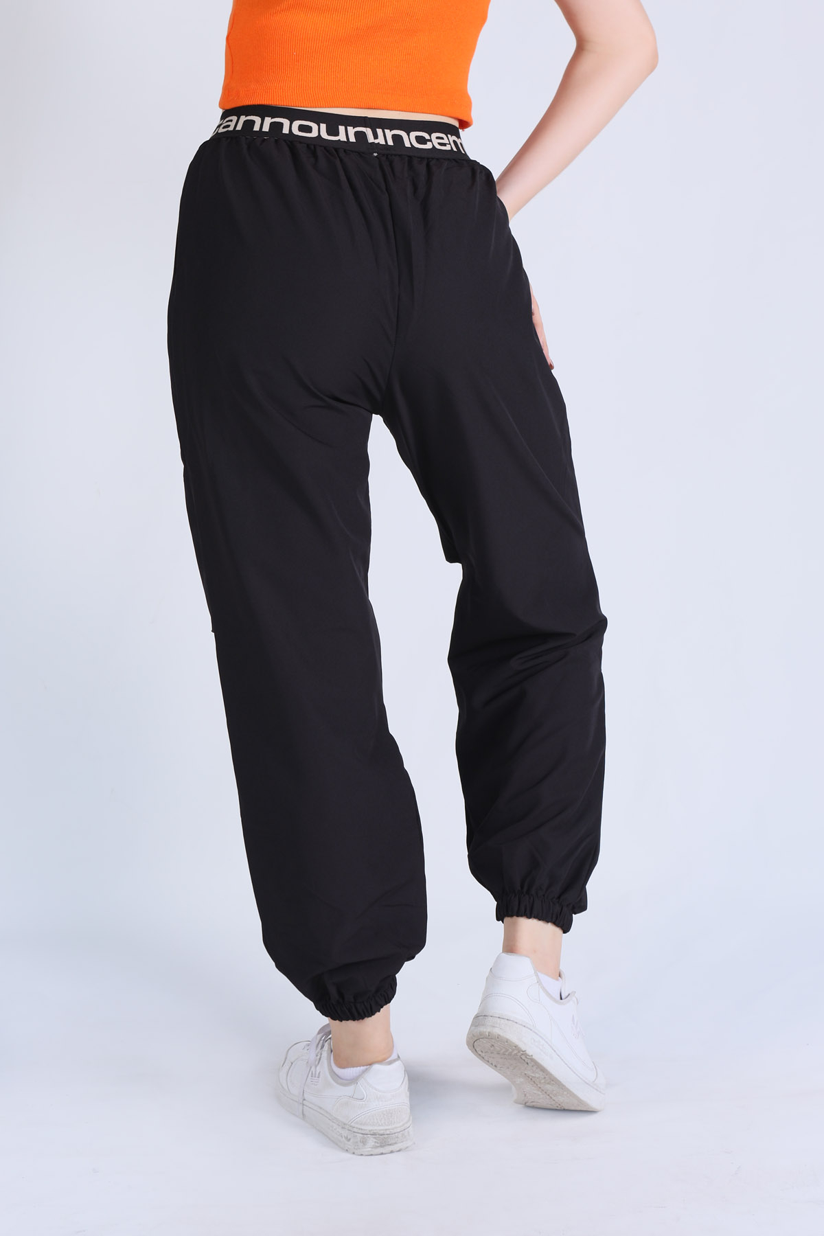 Siyah Bel Lastik Paraşüt Pantolon 23404 - 4