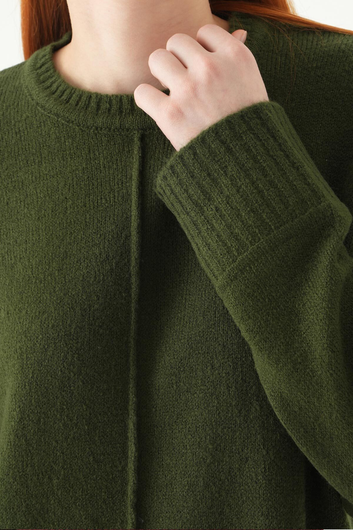 Haki Bisiklet Yaka Uzun Kol Kazak 2345 - 4