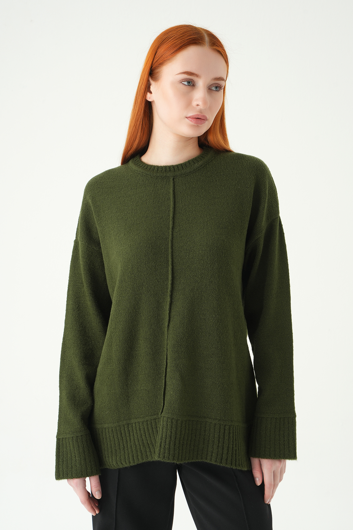 Haki Bisiklet Yaka Uzun Kol Kazak 2345 - 6