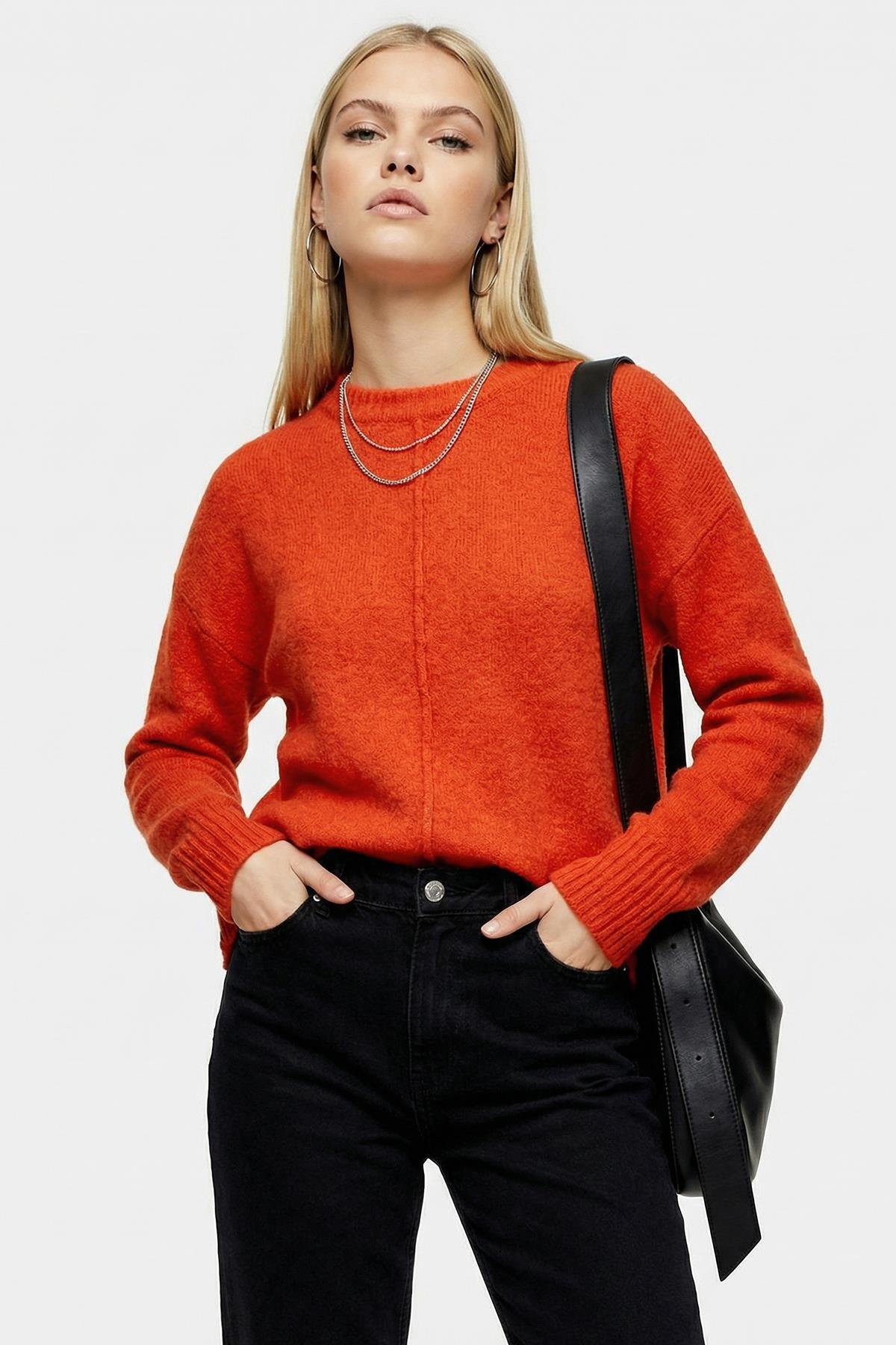 2345 Bisiklet Yaka Uzun Kol Kazak Kırmızı - 1