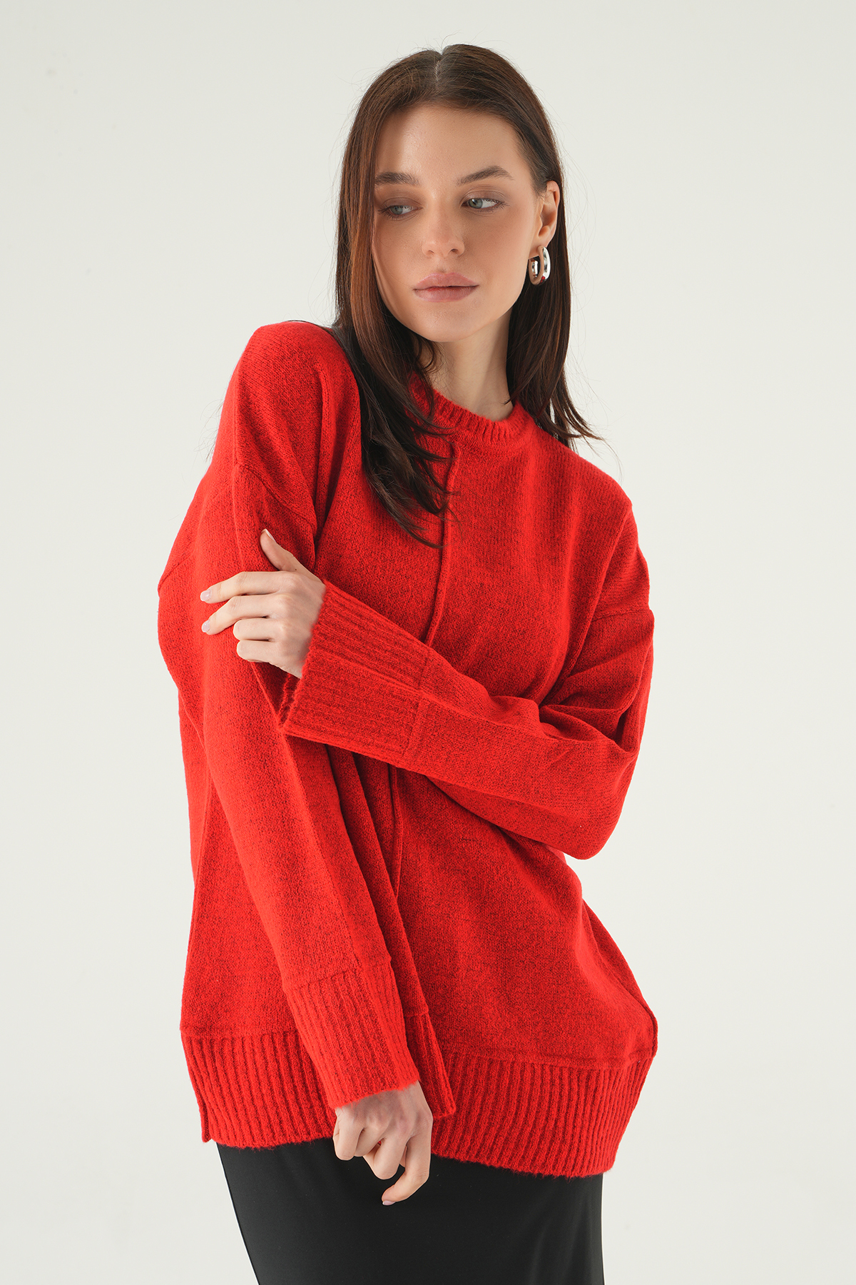 Bisiklet Yaka Uzun Kol Kazak Kırmızı 2345 - 7