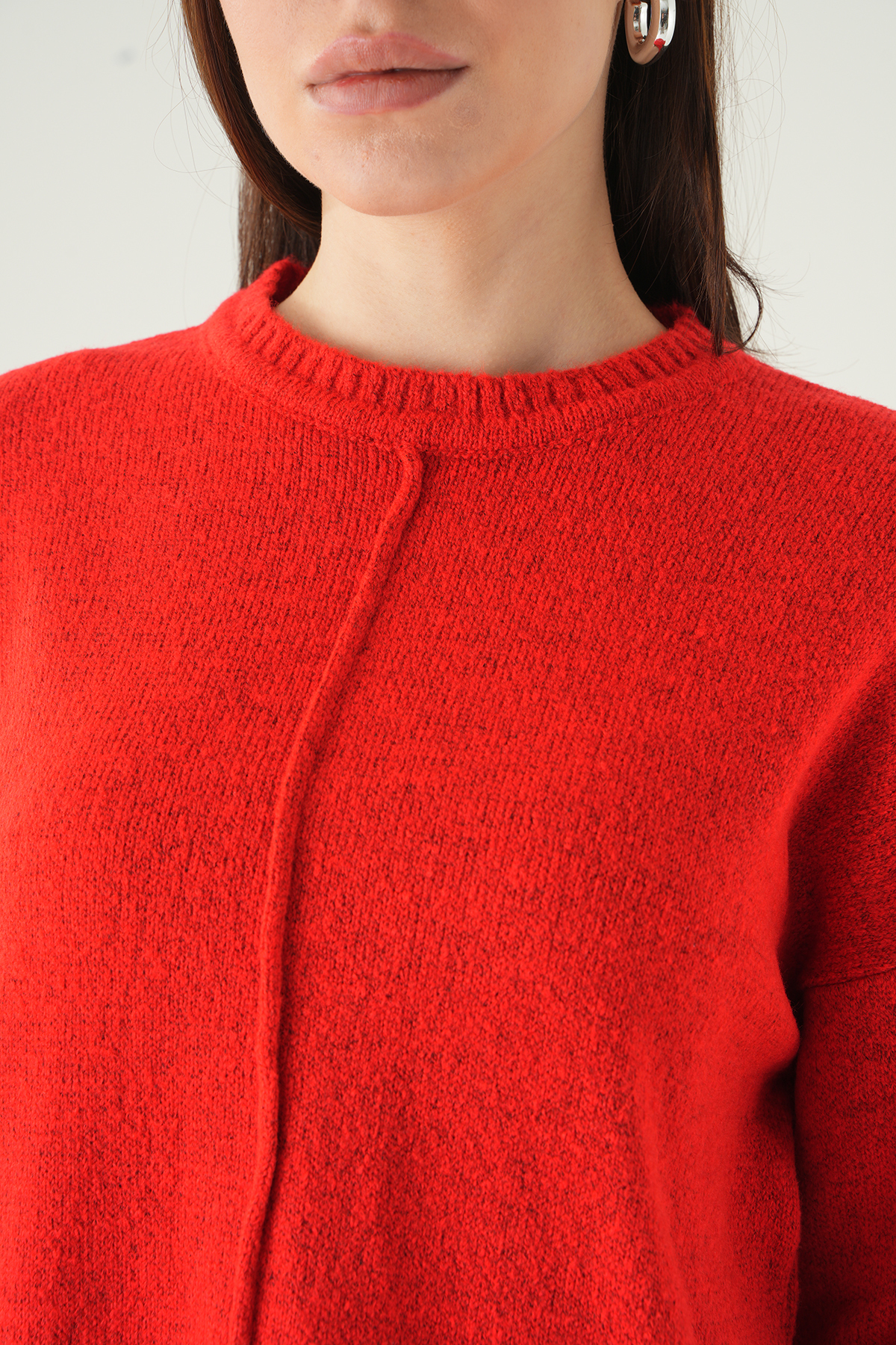 Bisiklet Yaka Uzun Kol Kazak Kırmızı 2345 - 4