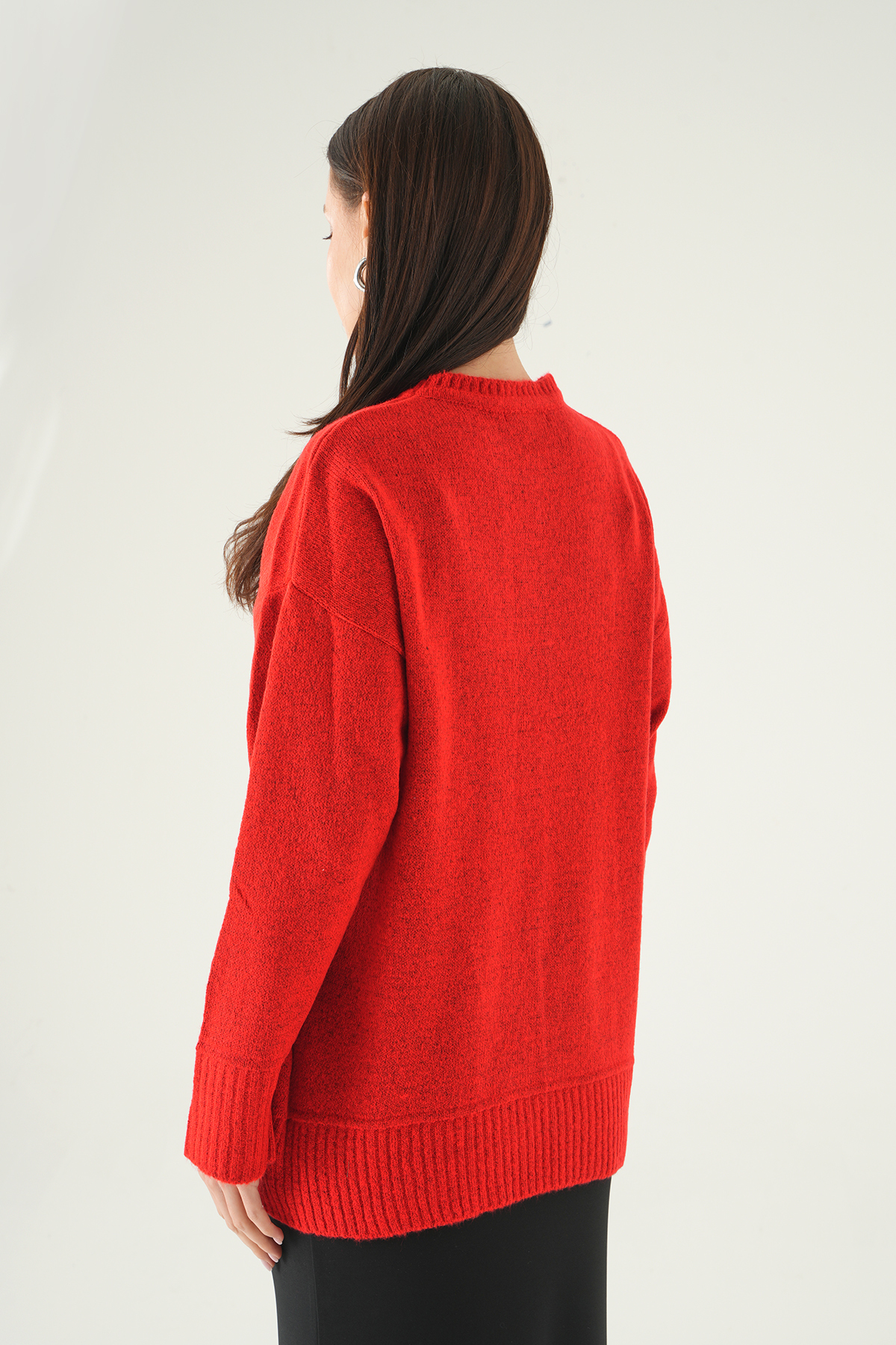 Bisiklet Yaka Uzun Kol Kazak Kırmızı 2345 - 5