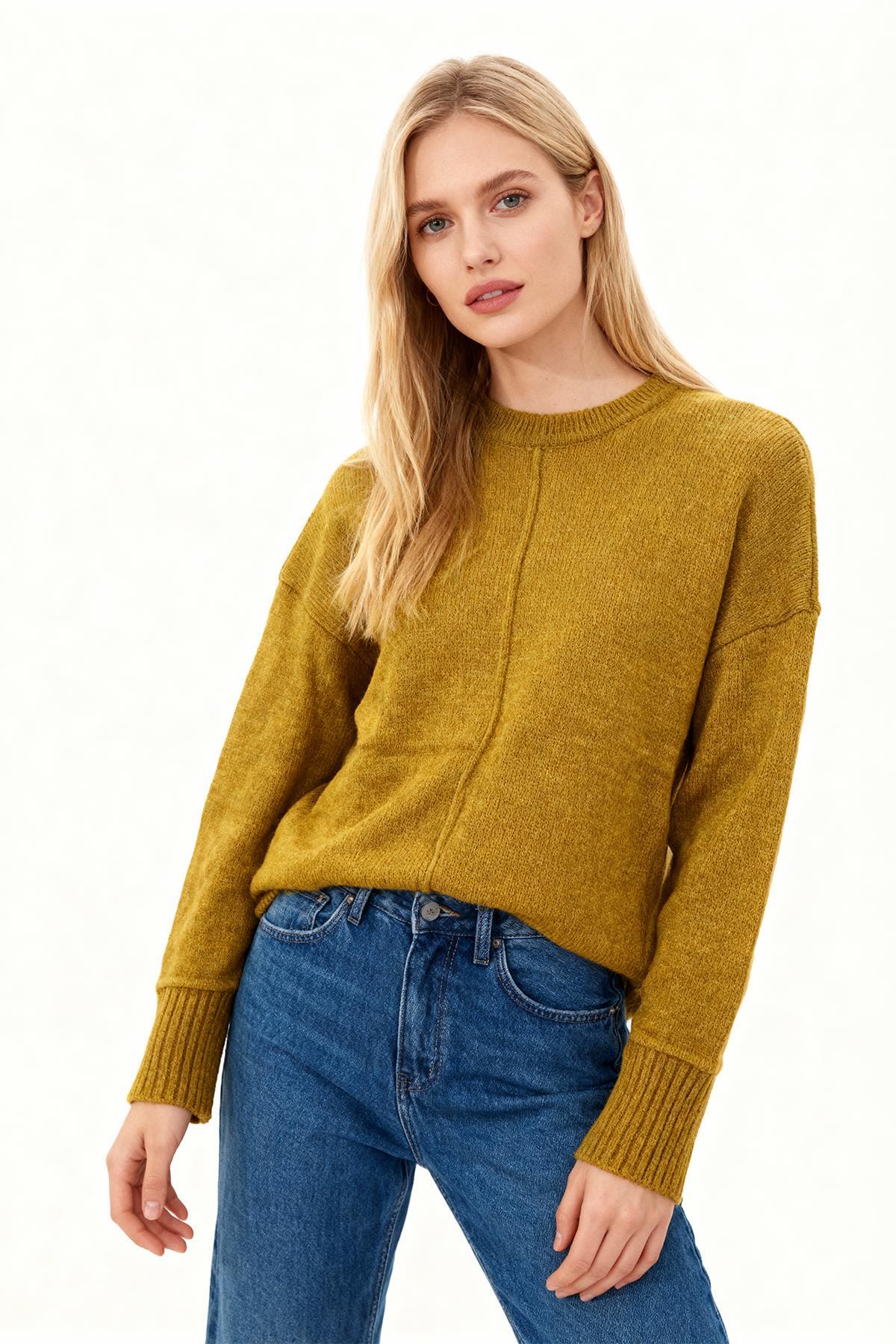 2345 Bisiklet Yaka Uzun Kol Kazak Olive Yeşili - RAYS