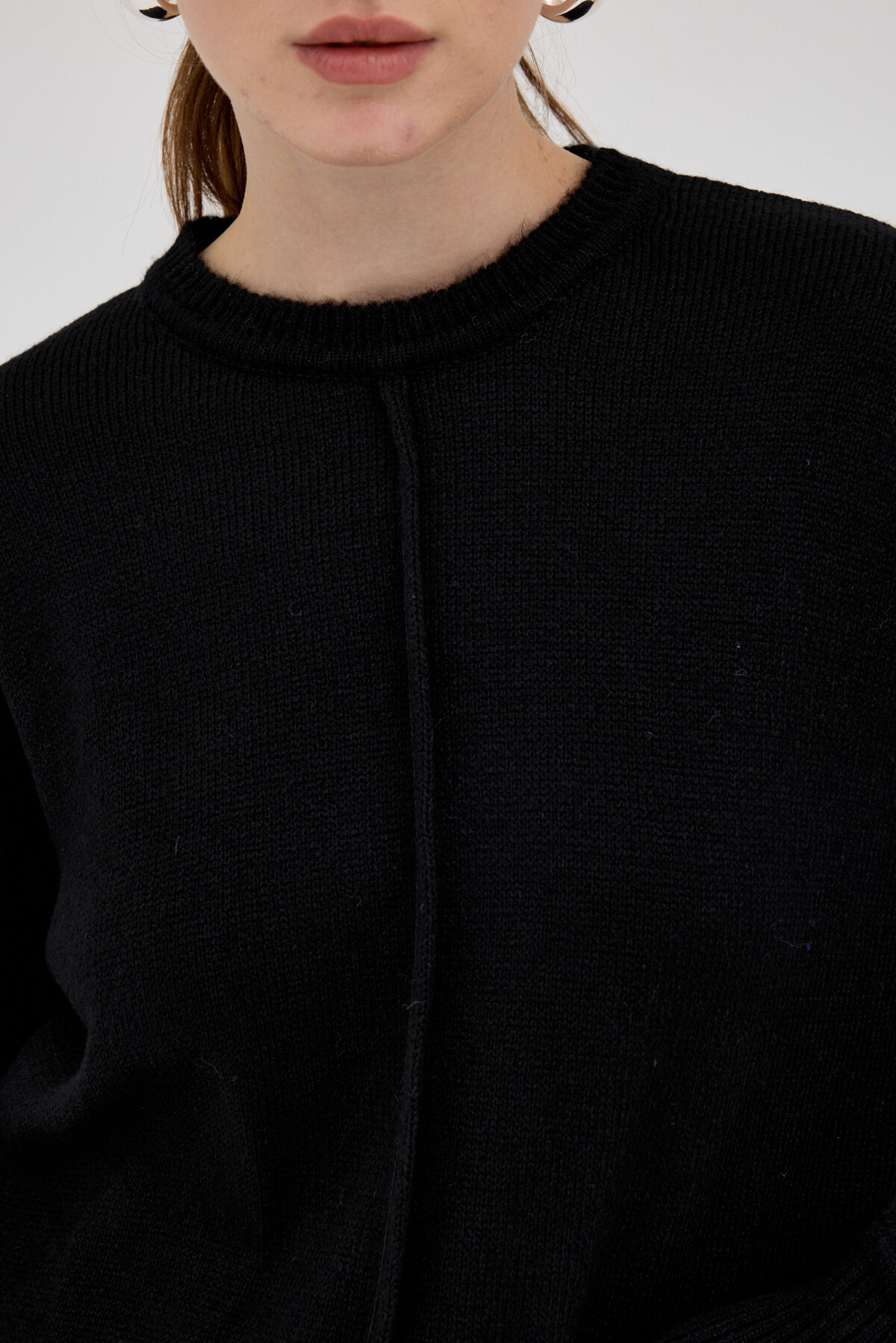 Siyah Oversize Bisiklet Yaka Kadın Kazak 2345 - RAYS