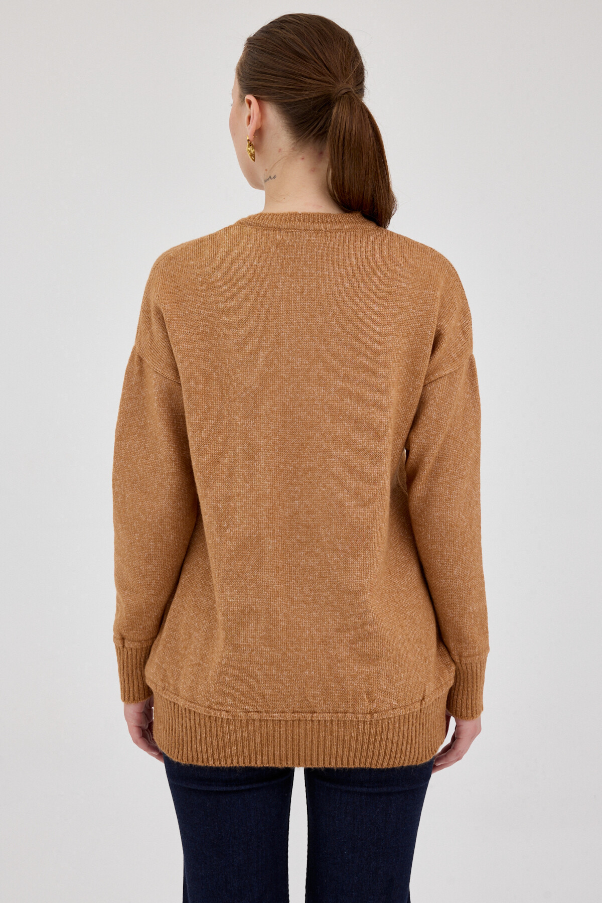 Taba Oversize Bisiklet Yaka Kadın Kazak 2345 - 5