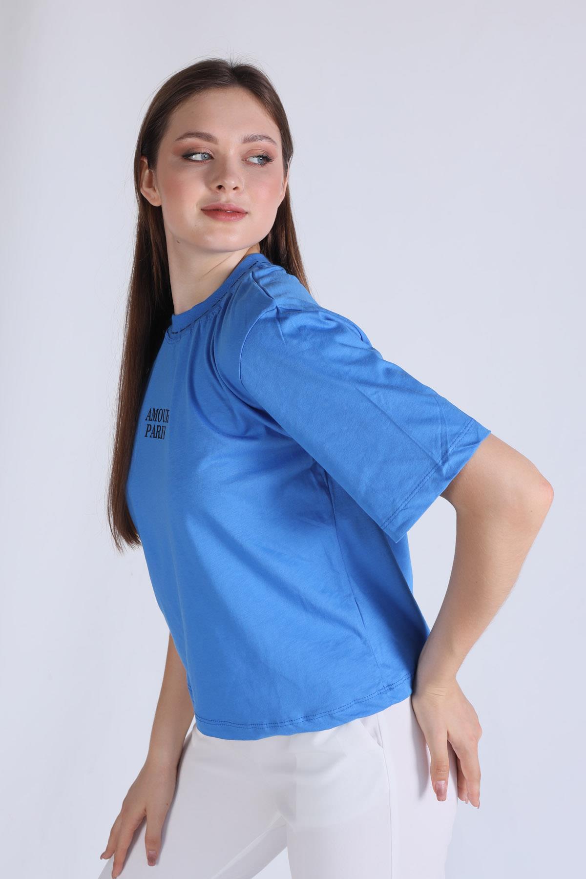 Mavi Amour Baskı Tişört 23458 - 3