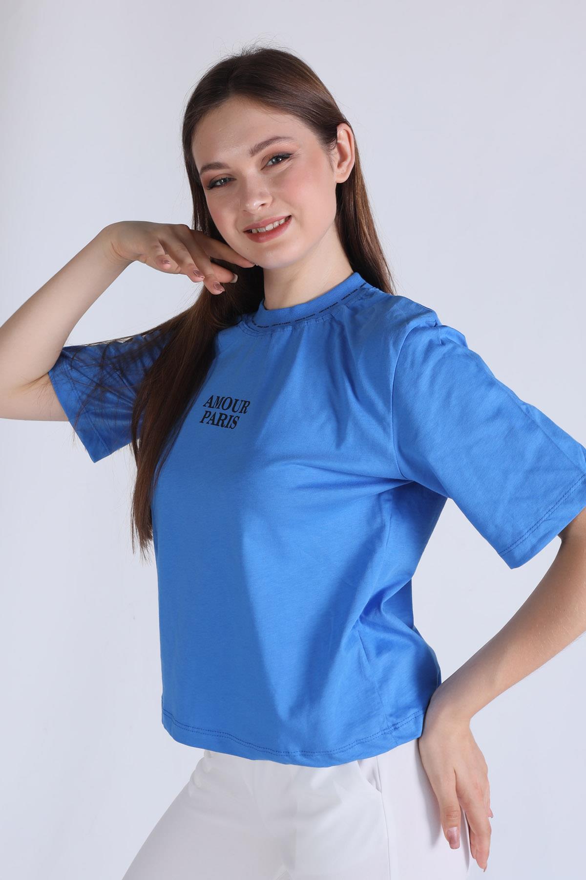 Mavi Amour Baskı Tişört 23458 - 4