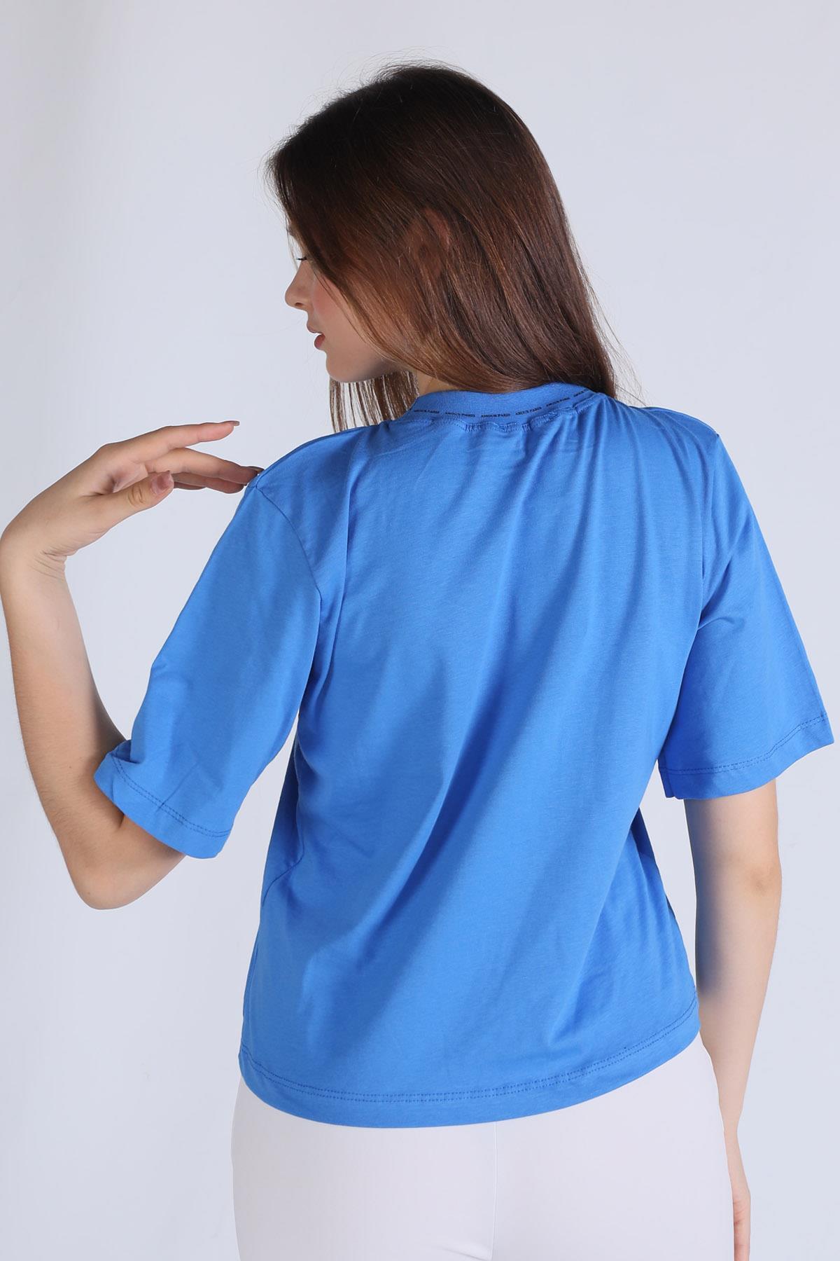 Mavi Amour Baskı Tişört 23458 - 5