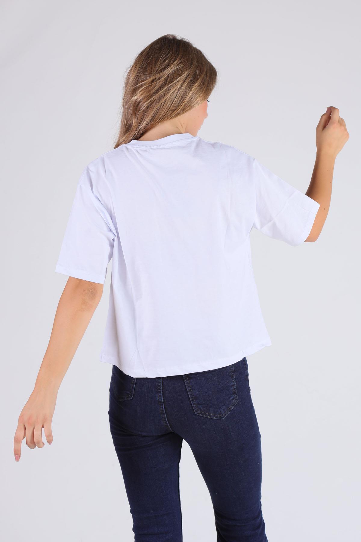 23486 Cepli Ayıcık Aksesuar Tişört Beyaz - 4