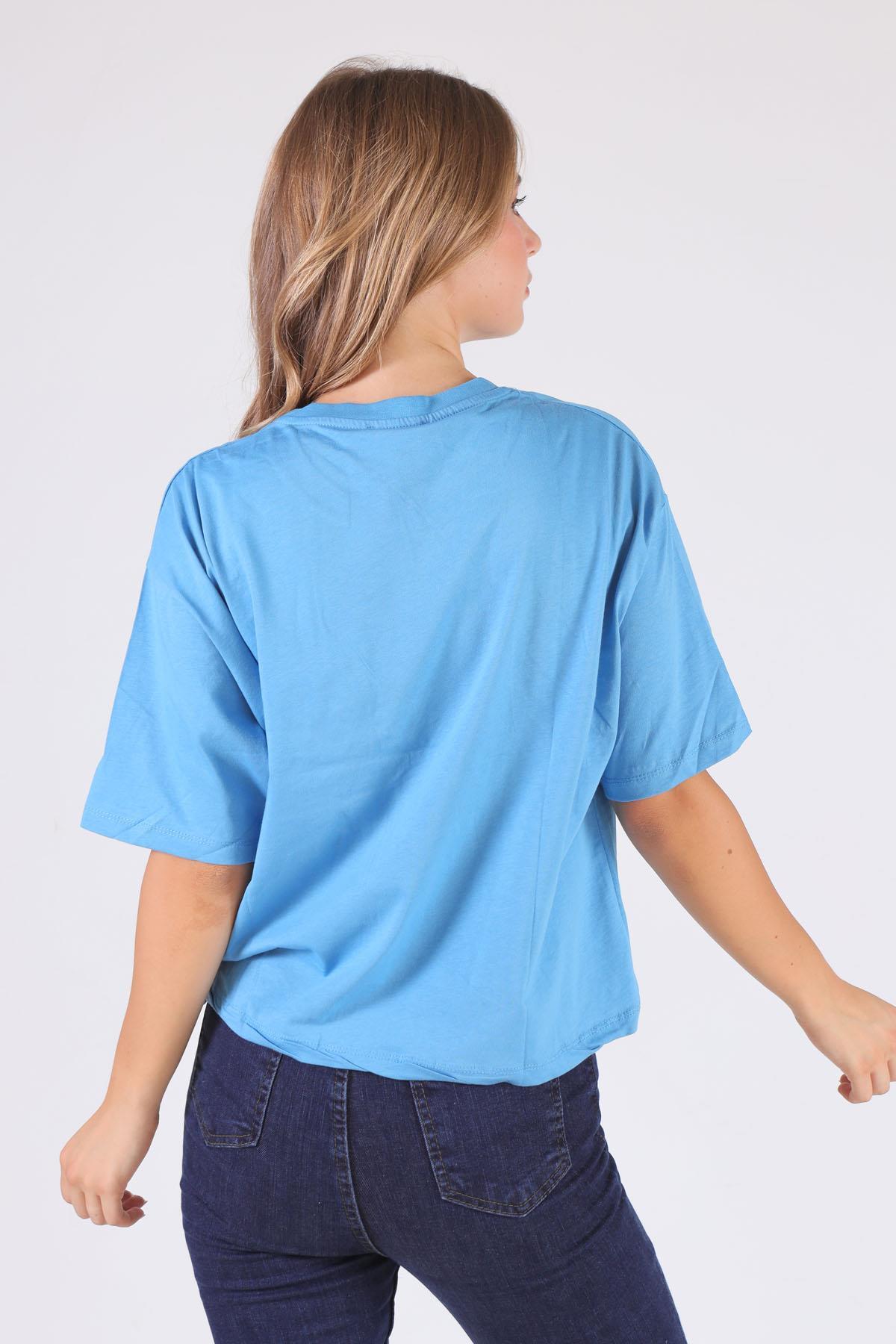 Mavi Cepli Ayıcık Aksesuar Tişört 23486 - 4