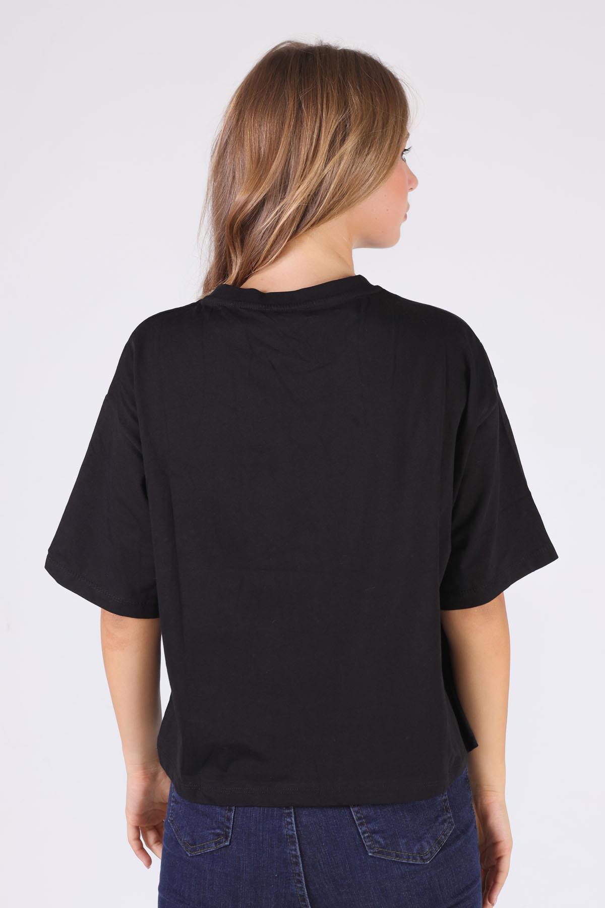 23486 Cepli Ayıcık Aksesuar Tişört Siyah - 6