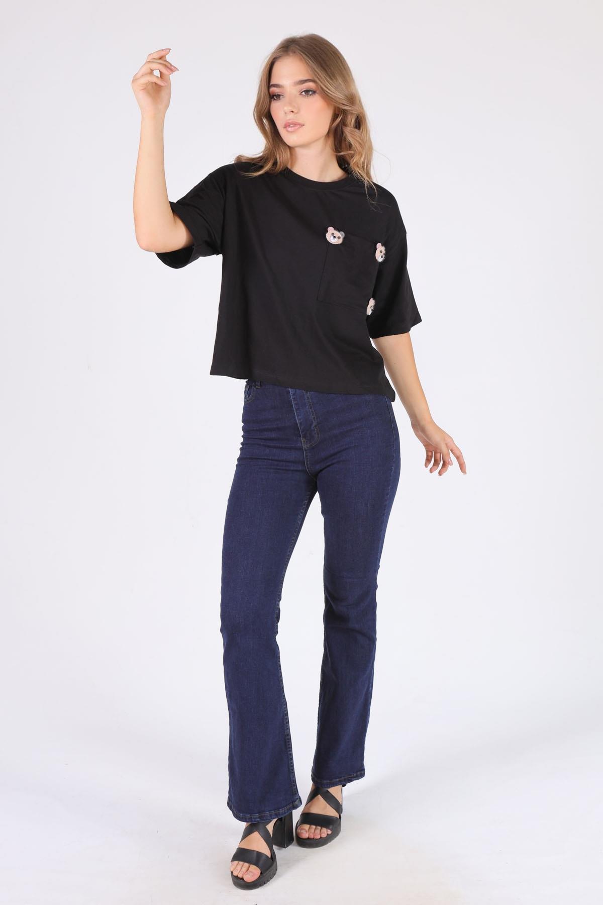 Siyah Cepli Ayıcık Aksesuar Tişört 23486 - 3