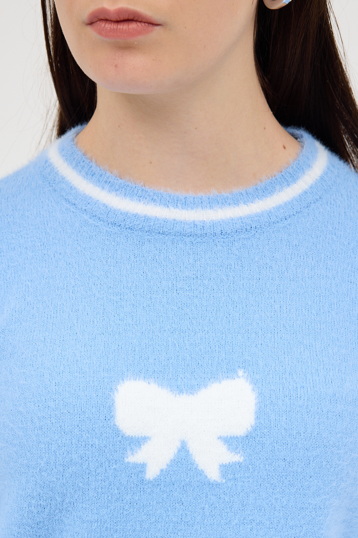 Bebe Mavi Bisiklet Yaka Kurdele Detaylı Kadın Kazak 2359 - RAYS