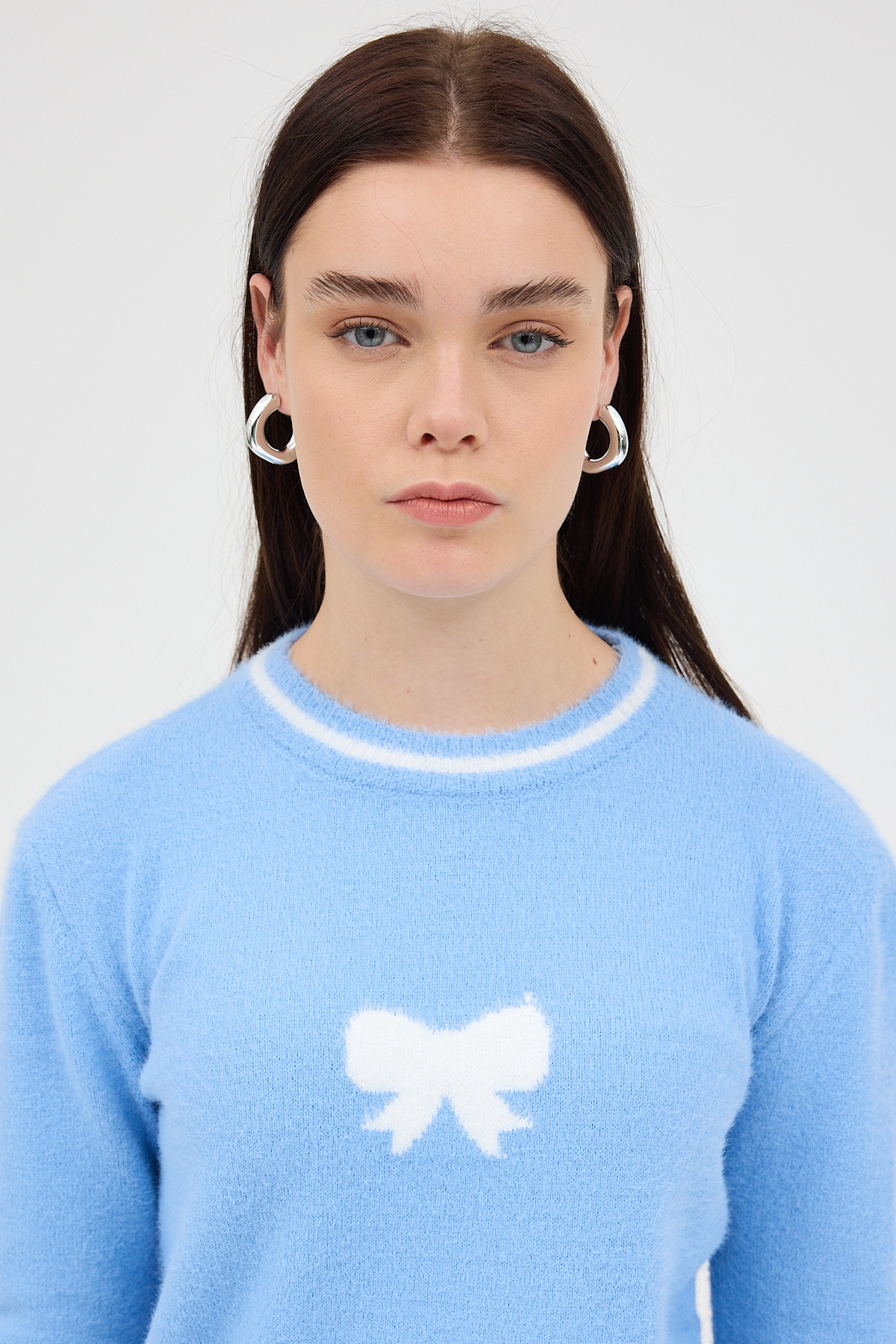 Bebe Mavi Bisiklet Yaka Kurdele Detaylı Kadın Kazak 2359 - 7