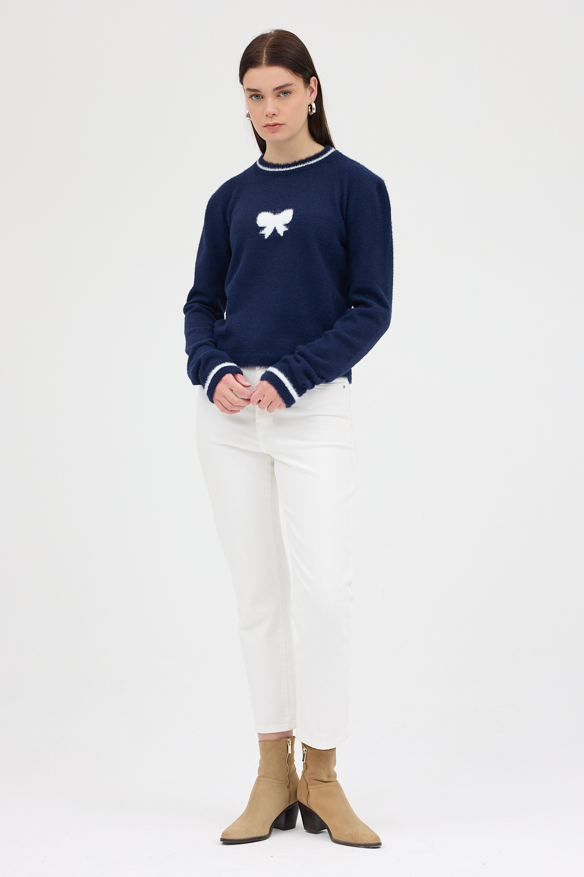 Laci Bisiklet Yaka Kurdele Detaylı Kadın Kazak 2359 - 3