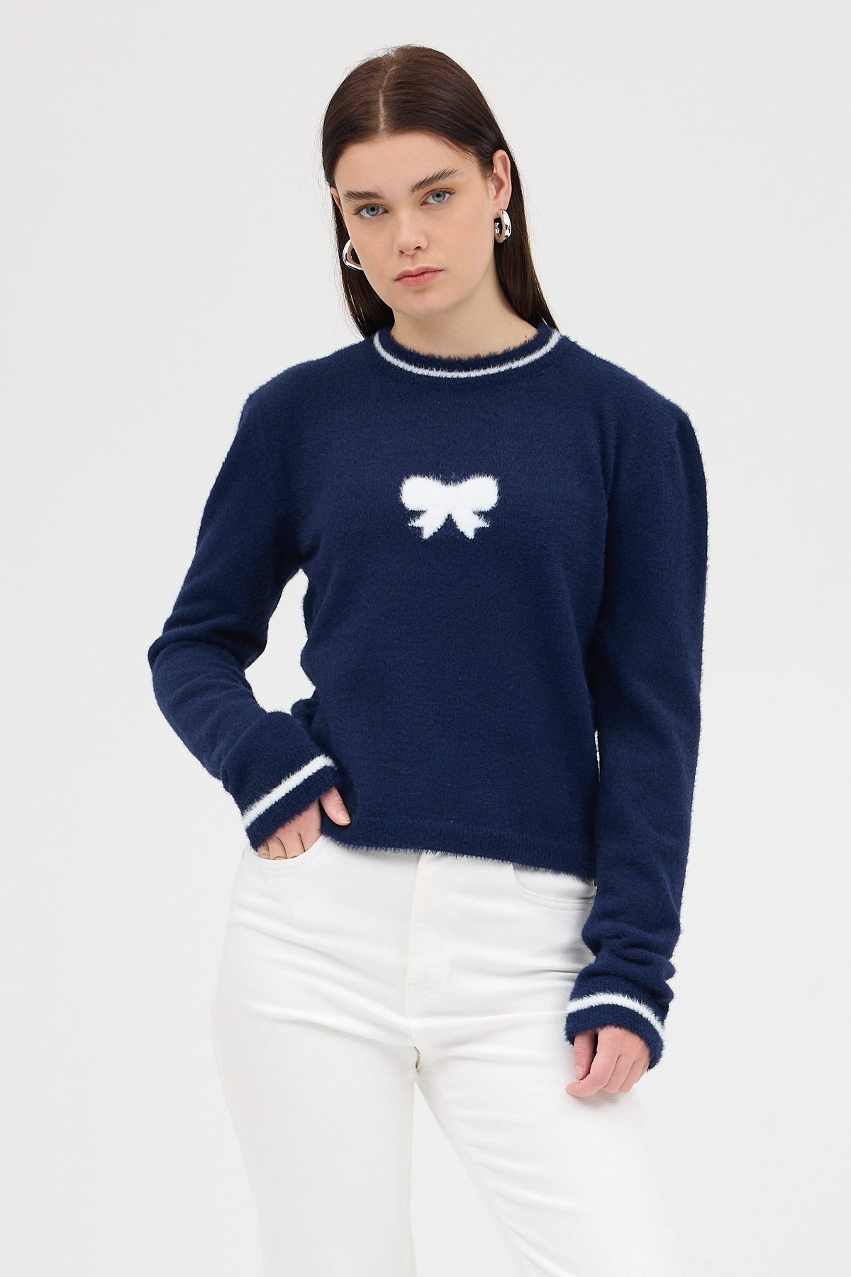 Laci Bisiklet Yaka Kurdele Detaylı Kadın Kazak 2359 - RAYS