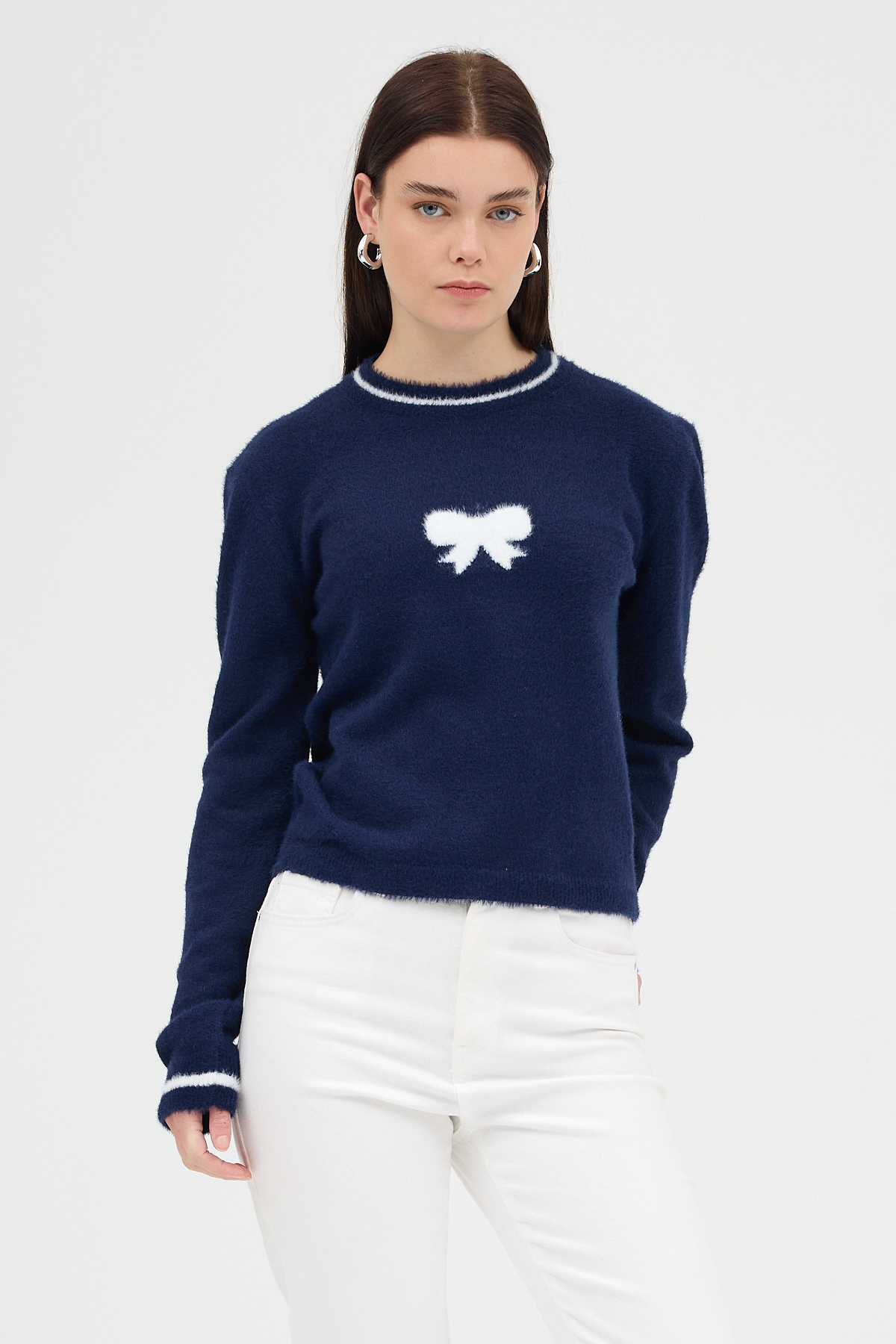 Laci Bisiklet Yaka Kurdele Detaylı Kadın Kazak 2359 - 6