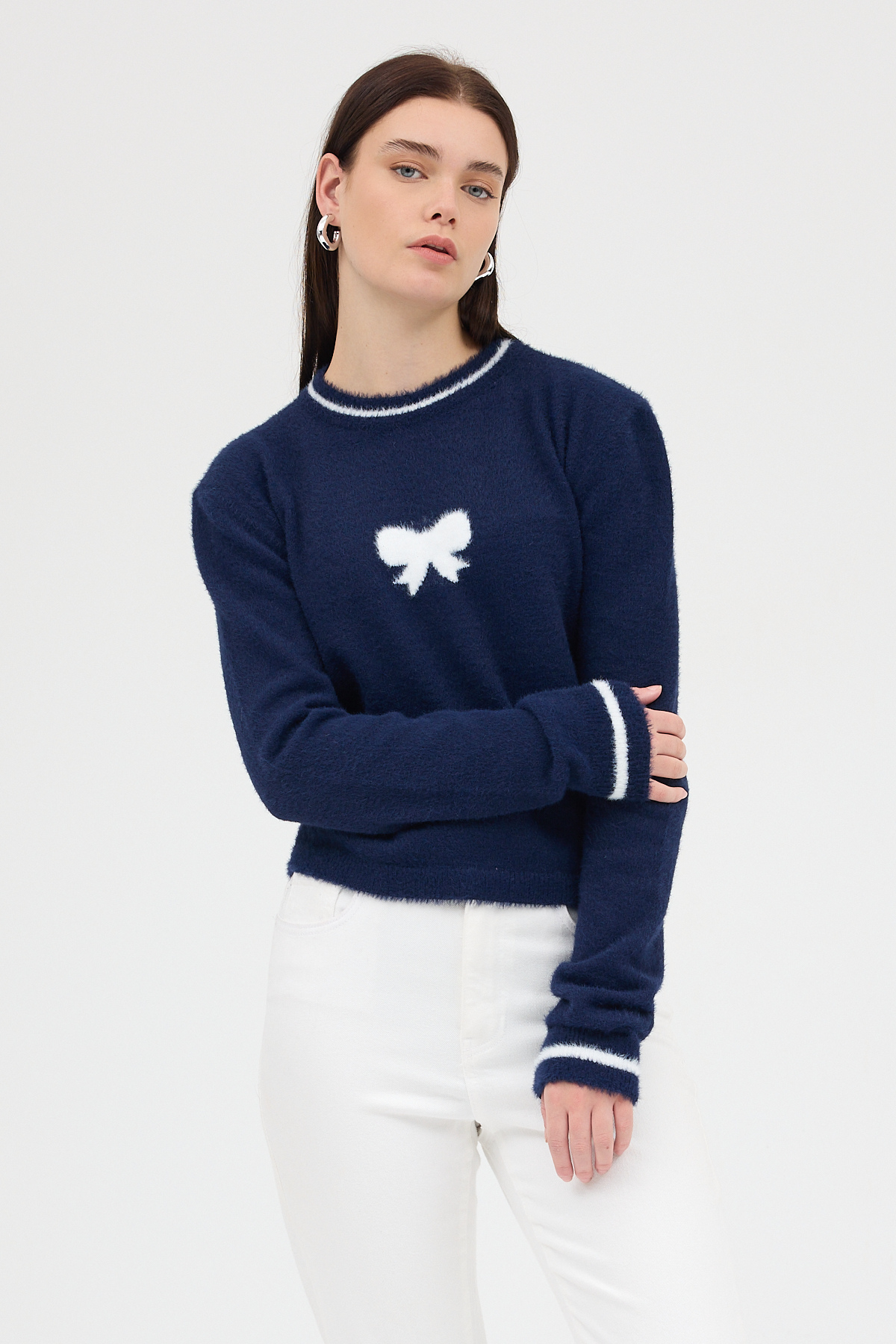 Laci Bisiklet Yaka Kurdele Detaylı Kadın Kazak 2359 - 7