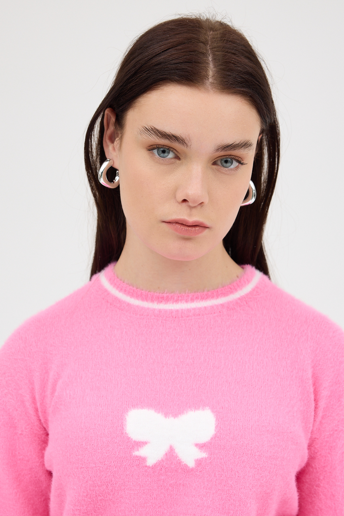 Pembe Bisiklet Yaka Kurdele Detaylı Kadın Kazak 2359 - 7