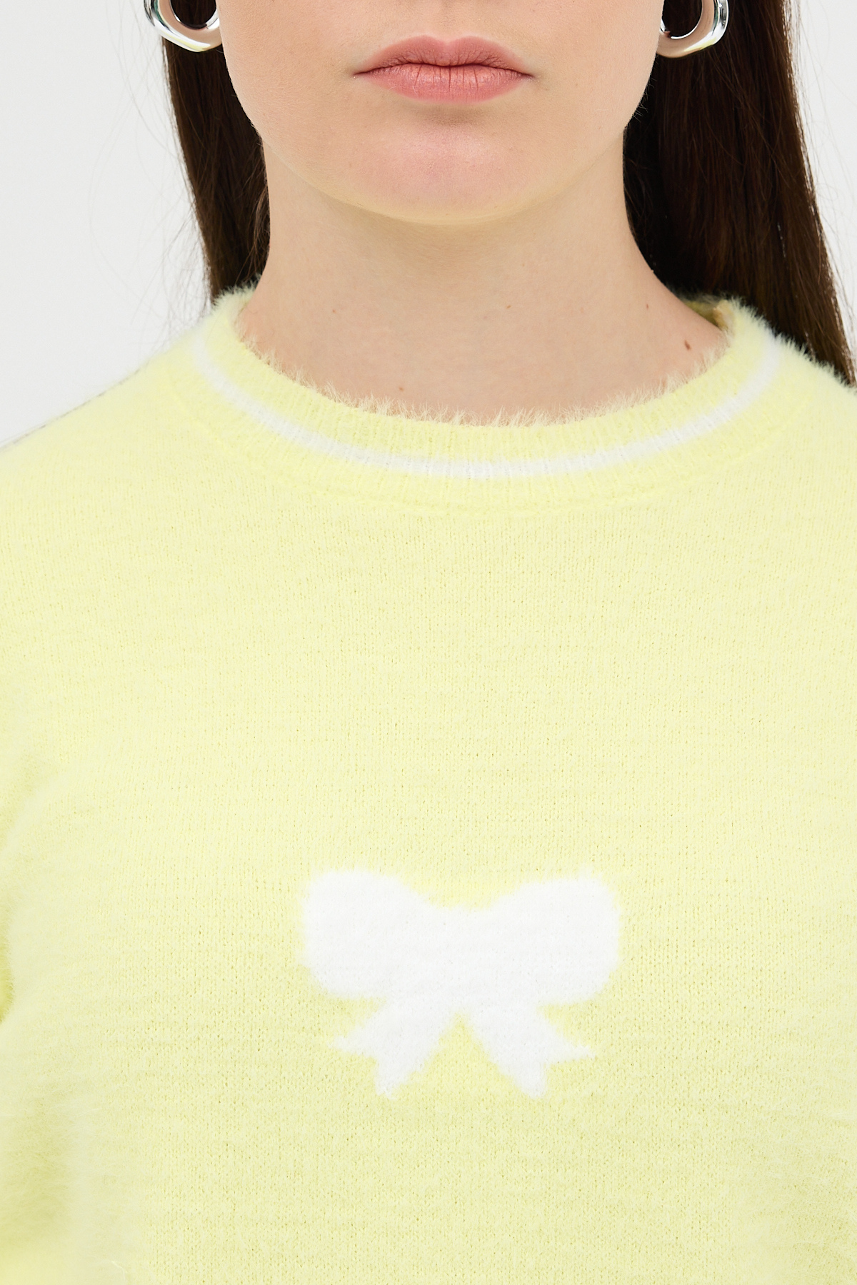 Sarı Bisiklet Yaka Kurdele Detaylı Kadın Kazak 2359 - 4