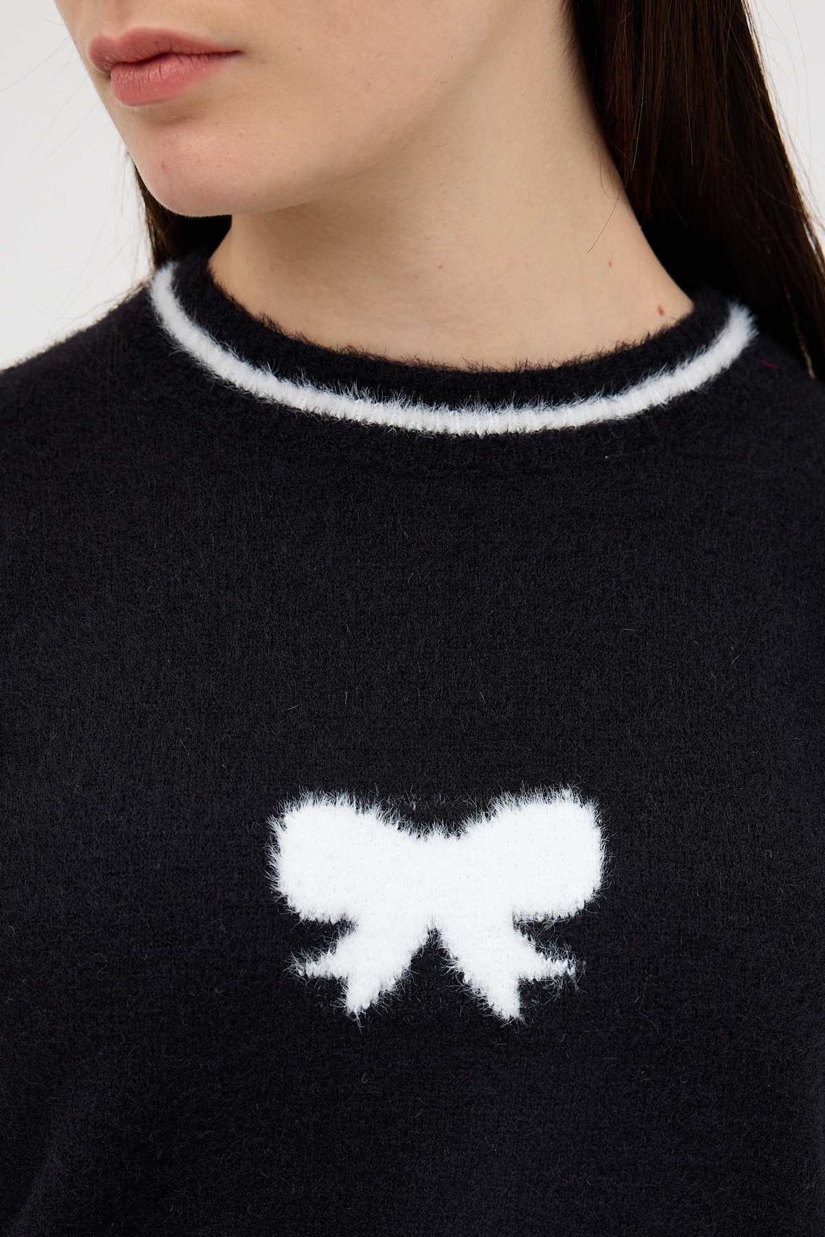 Siyah Bisiklet Yaka Kurdele Detaylı Kadın Kazak 2359 - RAYS