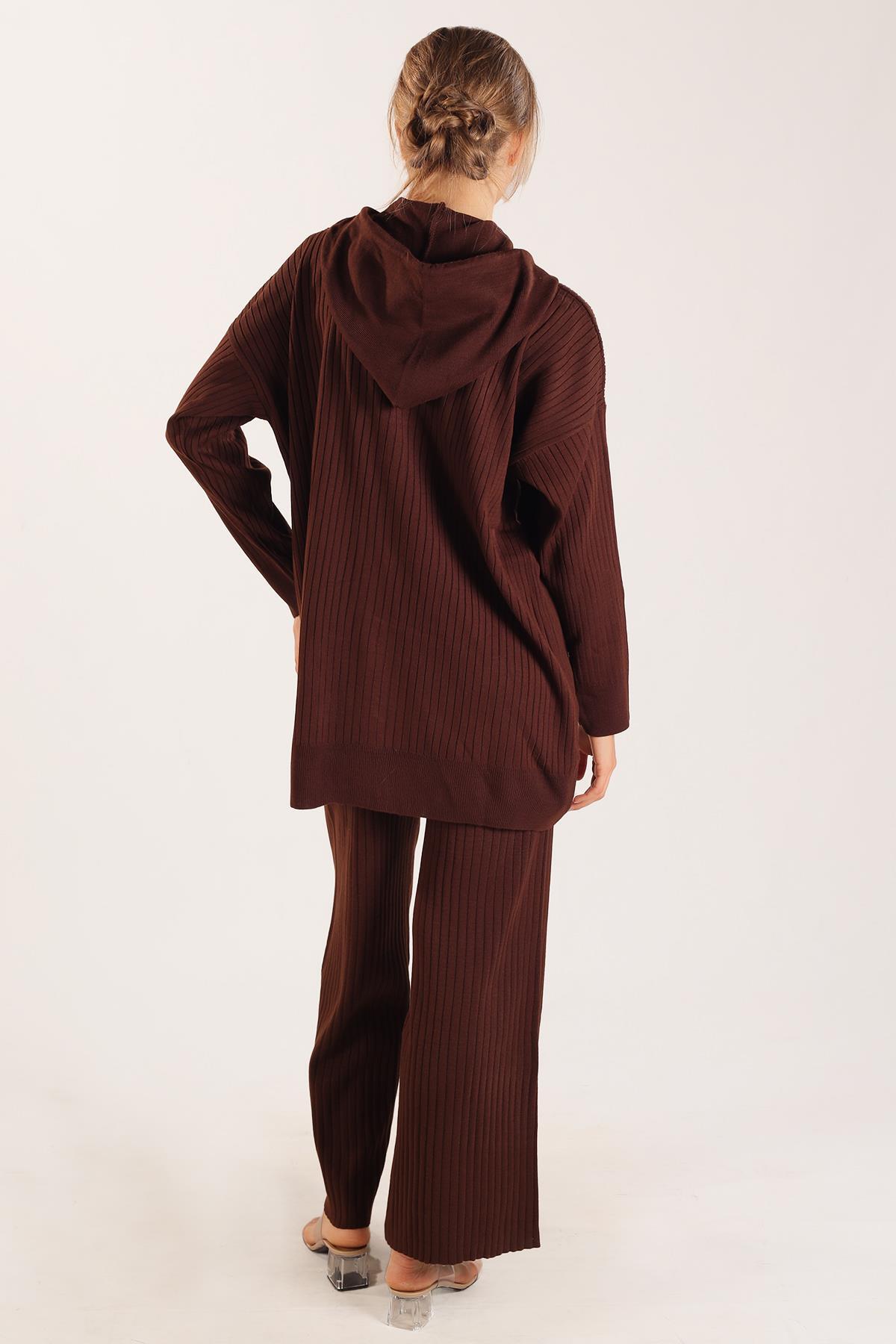 Kahve Kapüşonlu Çıtçıt Detay Takım 2367 - 7