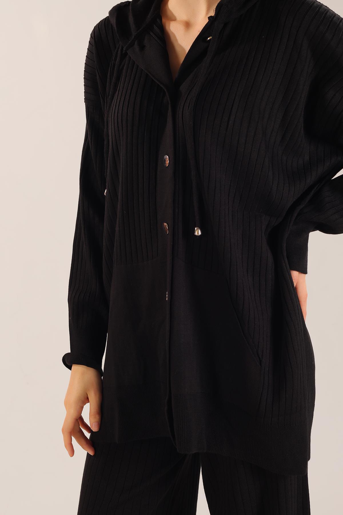 Siyah Kapüşonlu Çıtçıt Detay Takım 2367 - 4