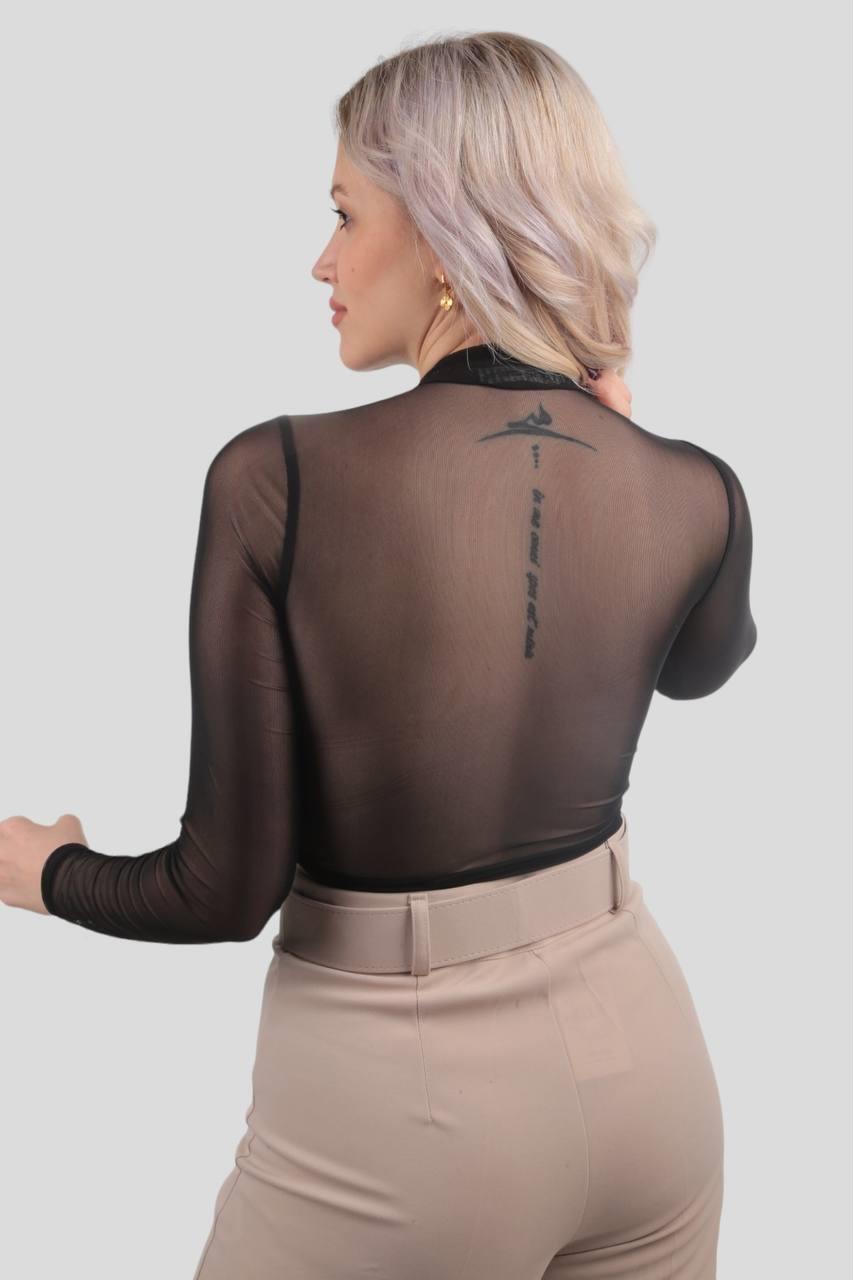 239 Ön Bağlama Detay Bluz Siyah - 3