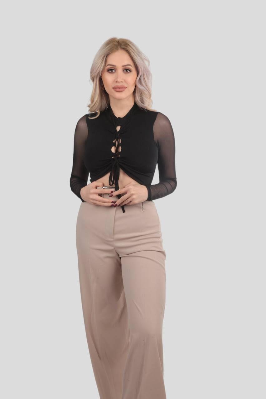 Siyah Ön Bağlama Detay Bluz 239 